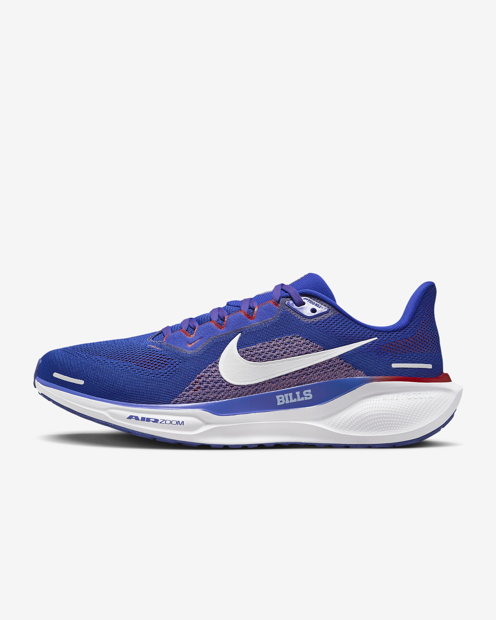 Tenis de correr en pavimento para hombre Nike Pegasus 41 NFL Buffalo Bills - Azul eléctrico/Blanco/Rojo universitario/Blanco