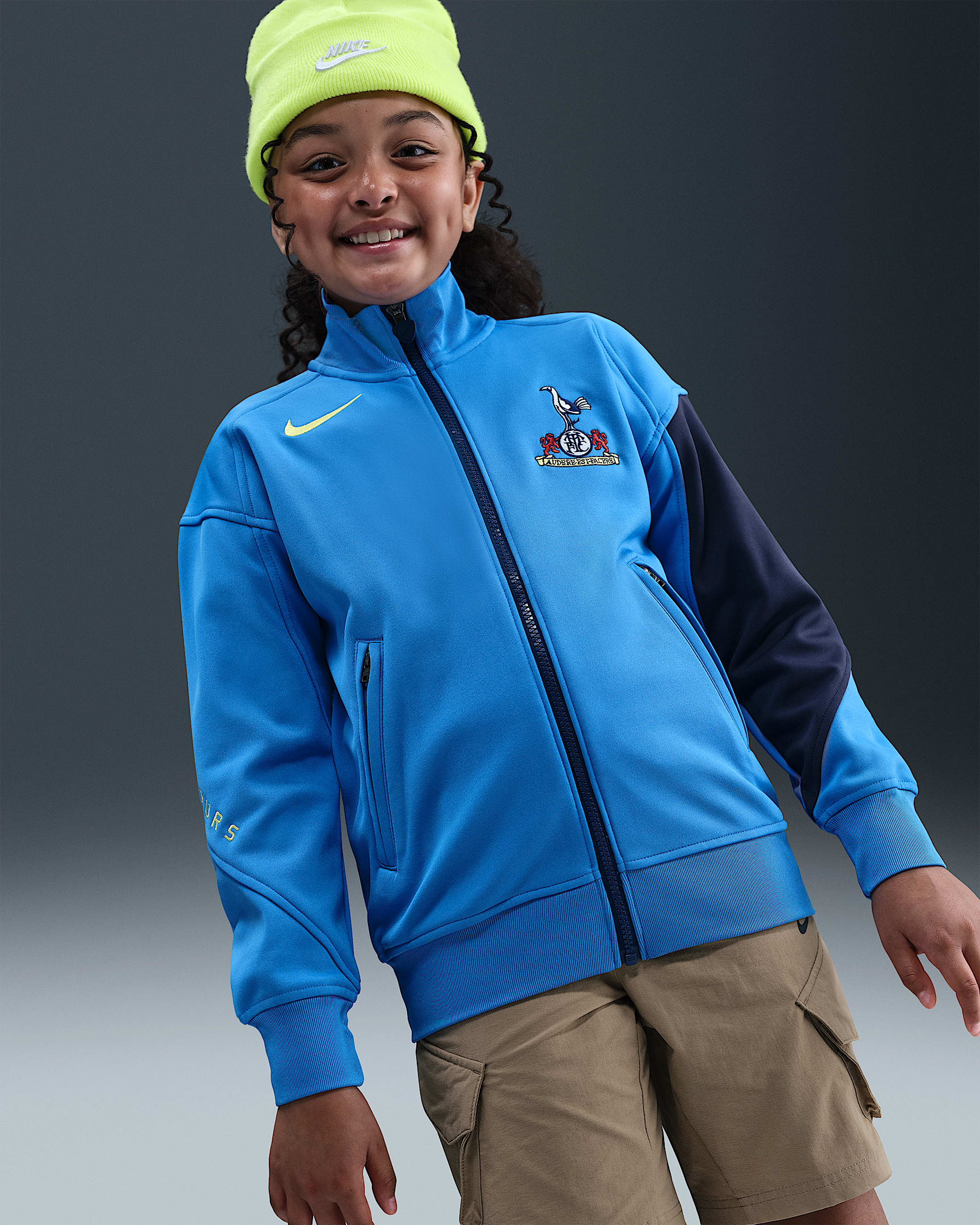Tottenham Hotspur Academy Pro Third Older Kids' Nike Dri-FIT Total 90 Football Anthem Jacket - Pacific Blue/Blue Void/Dynamic Yellow