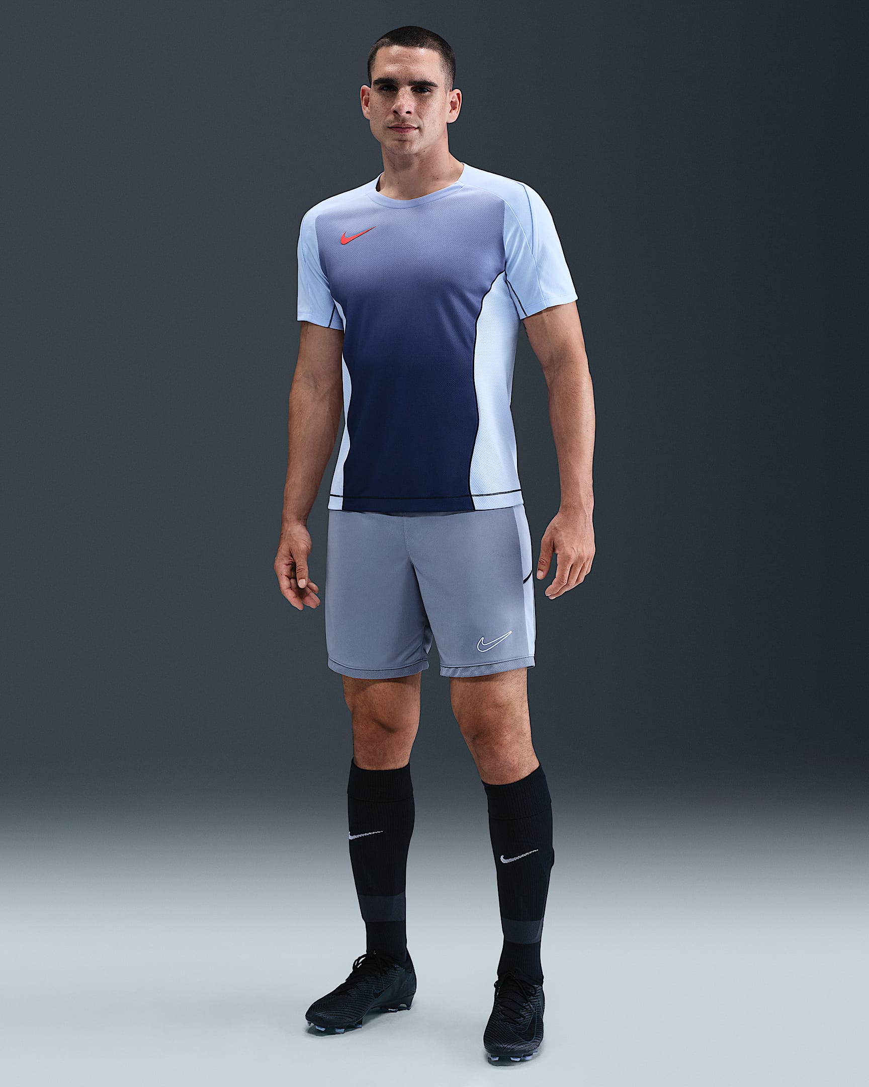 Nike Academy Dri-FIT Erkek Futbol Şortu - Ashen Slate/Cobalt Bliss/Beyaz