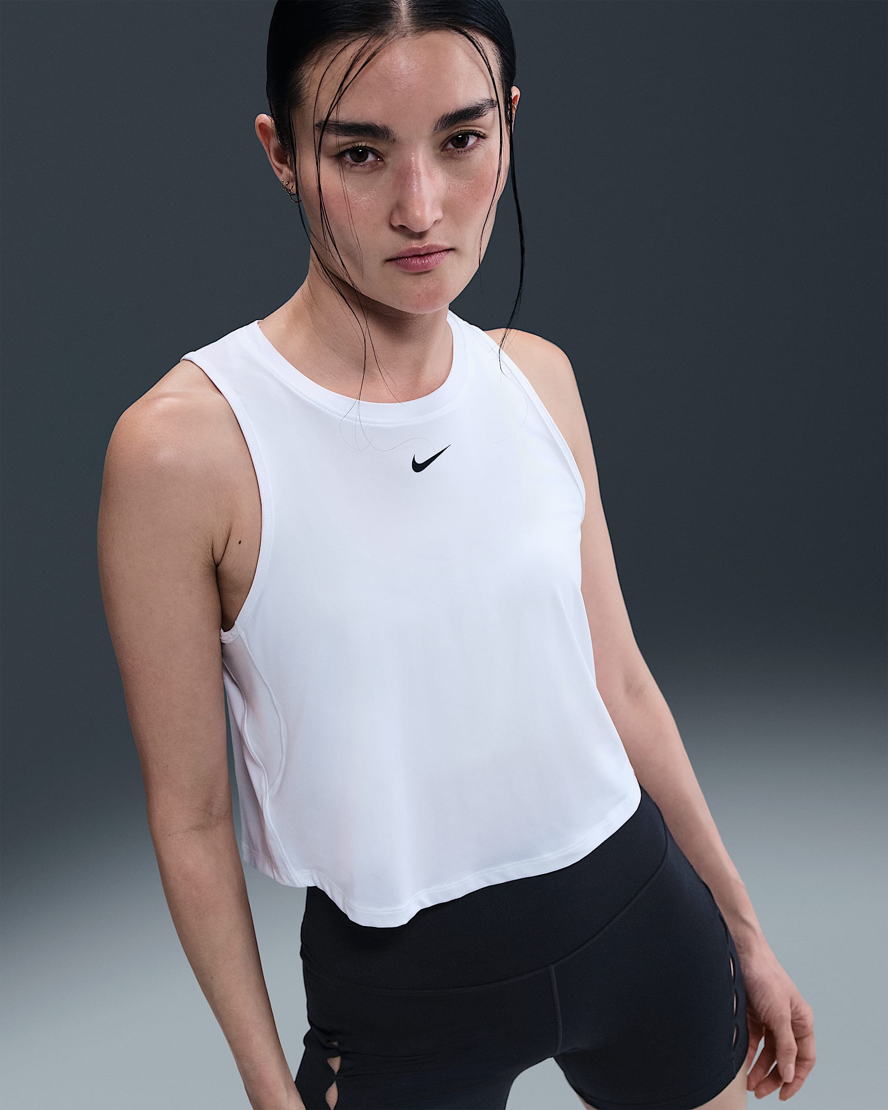 Nike One Classic Women's Dri-FIT Cropped Tank Top - White/Black