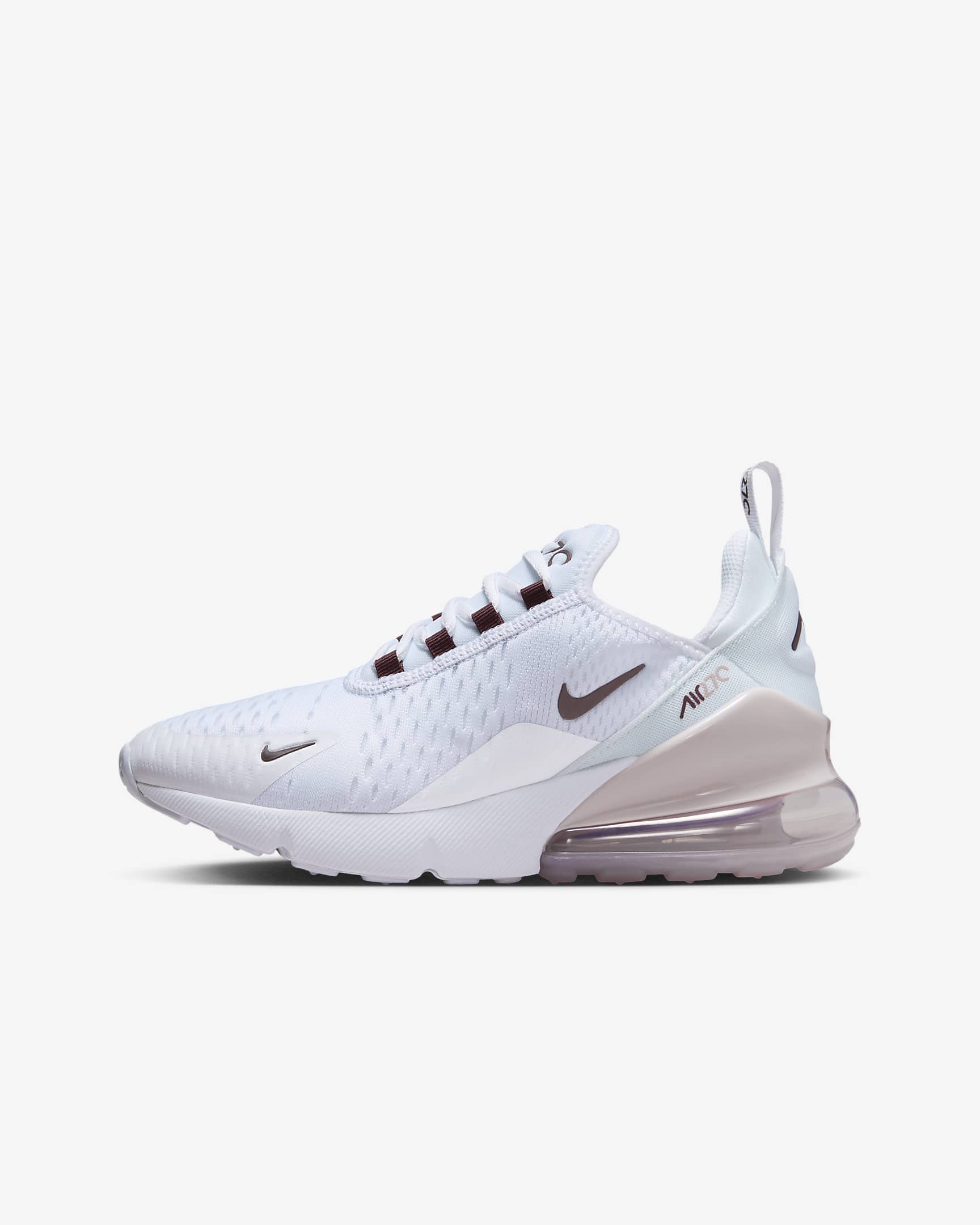 Nike Air Max 270-sko til større børn - hvid/Platinum Violet/Burgundy Crush