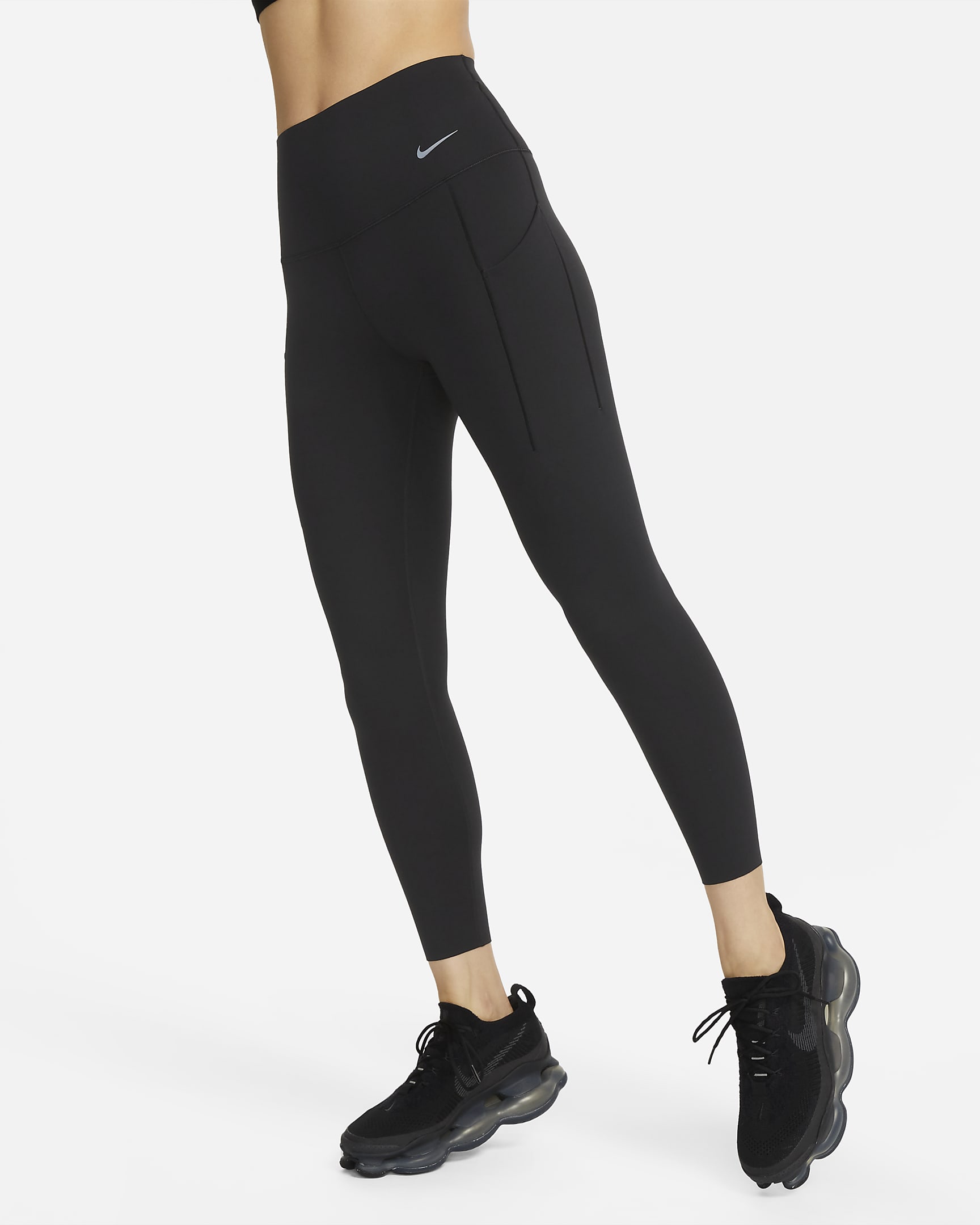 Nike Universa Women's Medium-Support High-Waisted 7/8 Leggings with Pockets - Black/Black