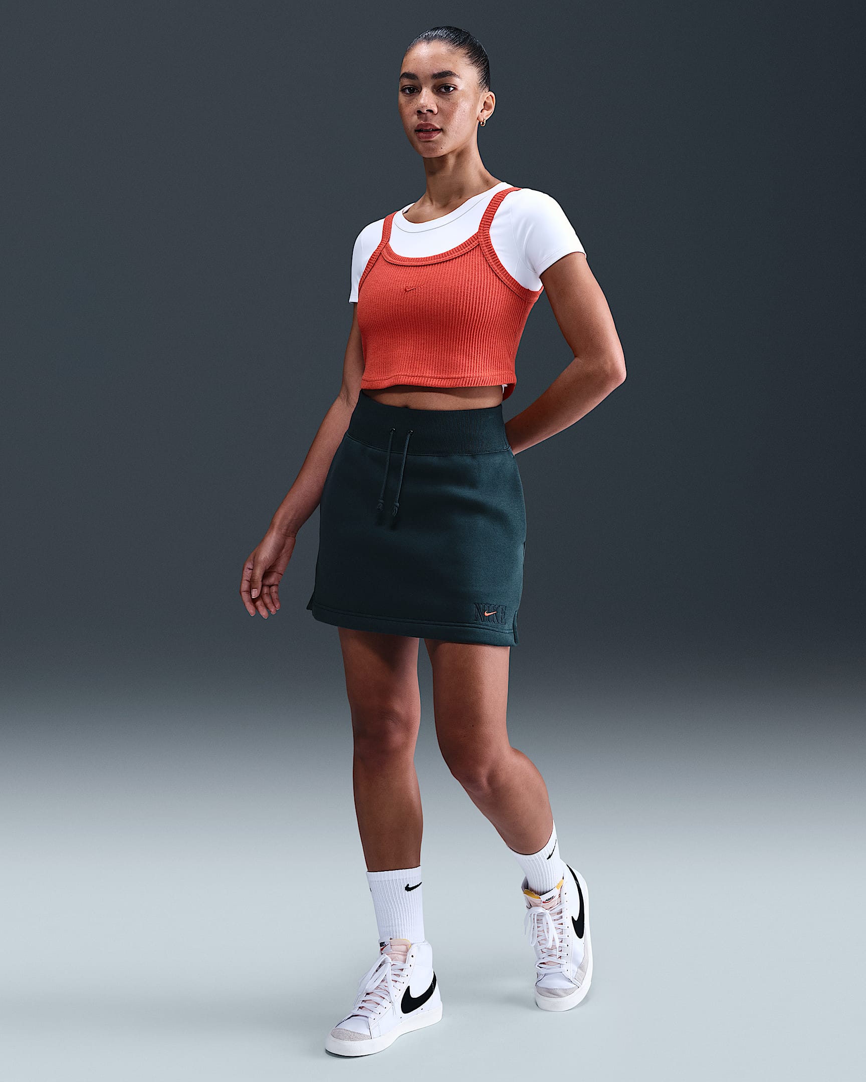 Nike Sportswear Phoenix Fleece Women's Skirt - Armory Navy/Picante Red