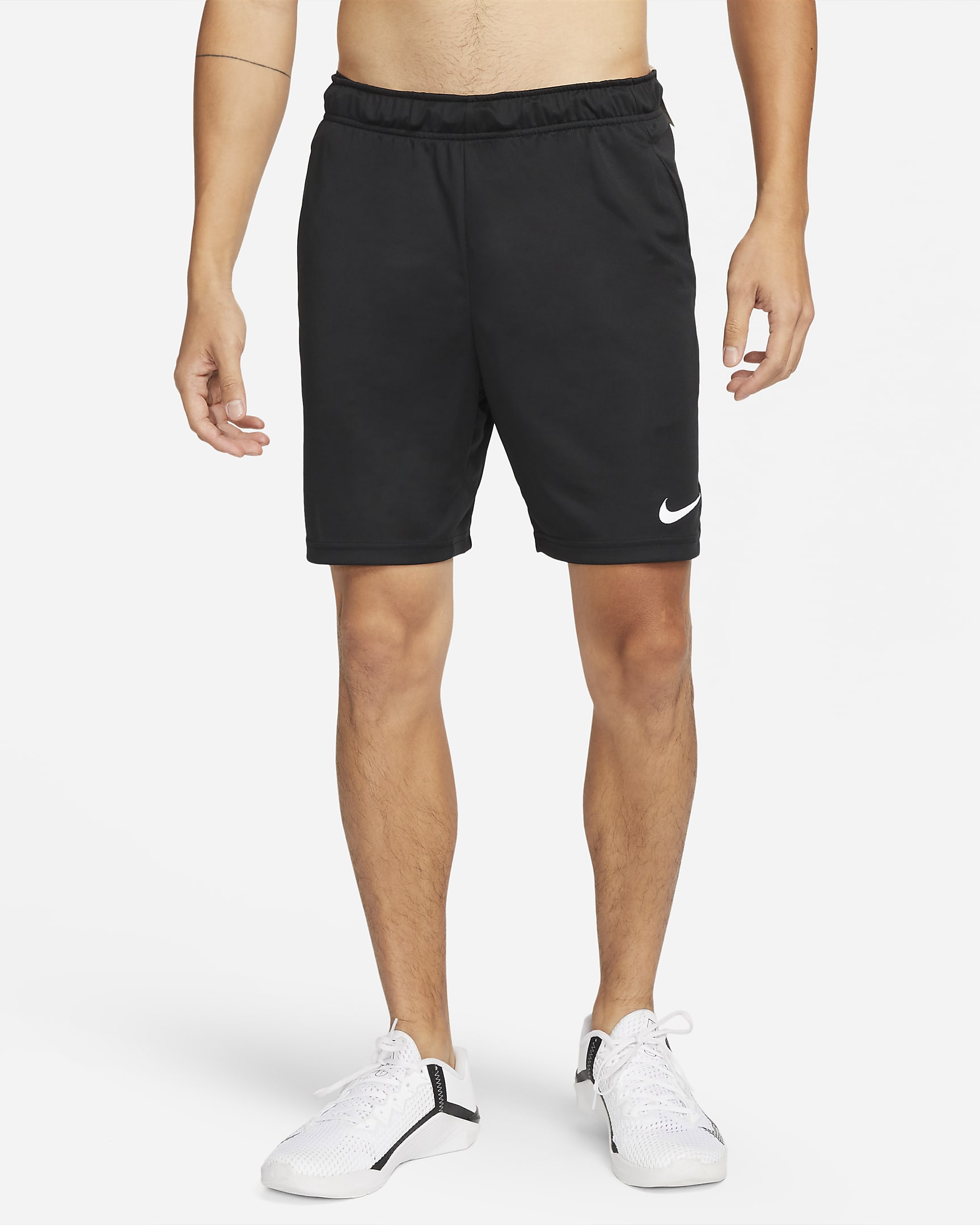 ナイキ Dri-FIT メンズ ニット トレーニングショートパンツ - ブラック/ホワイト