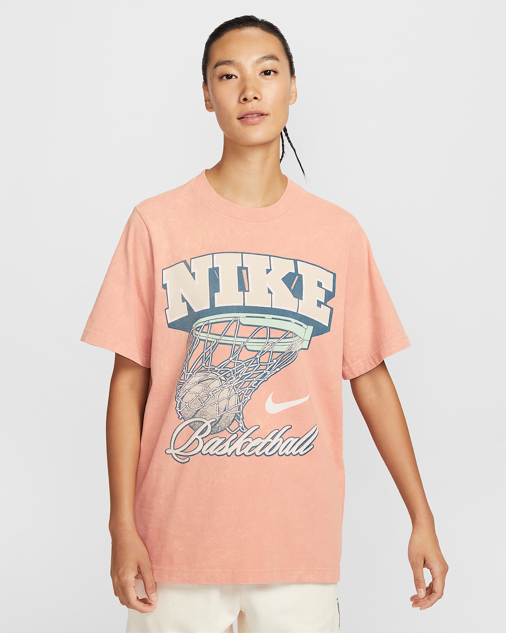 Nike 女款寬鬆短袖籃球 T 恤 - Rose Gold
