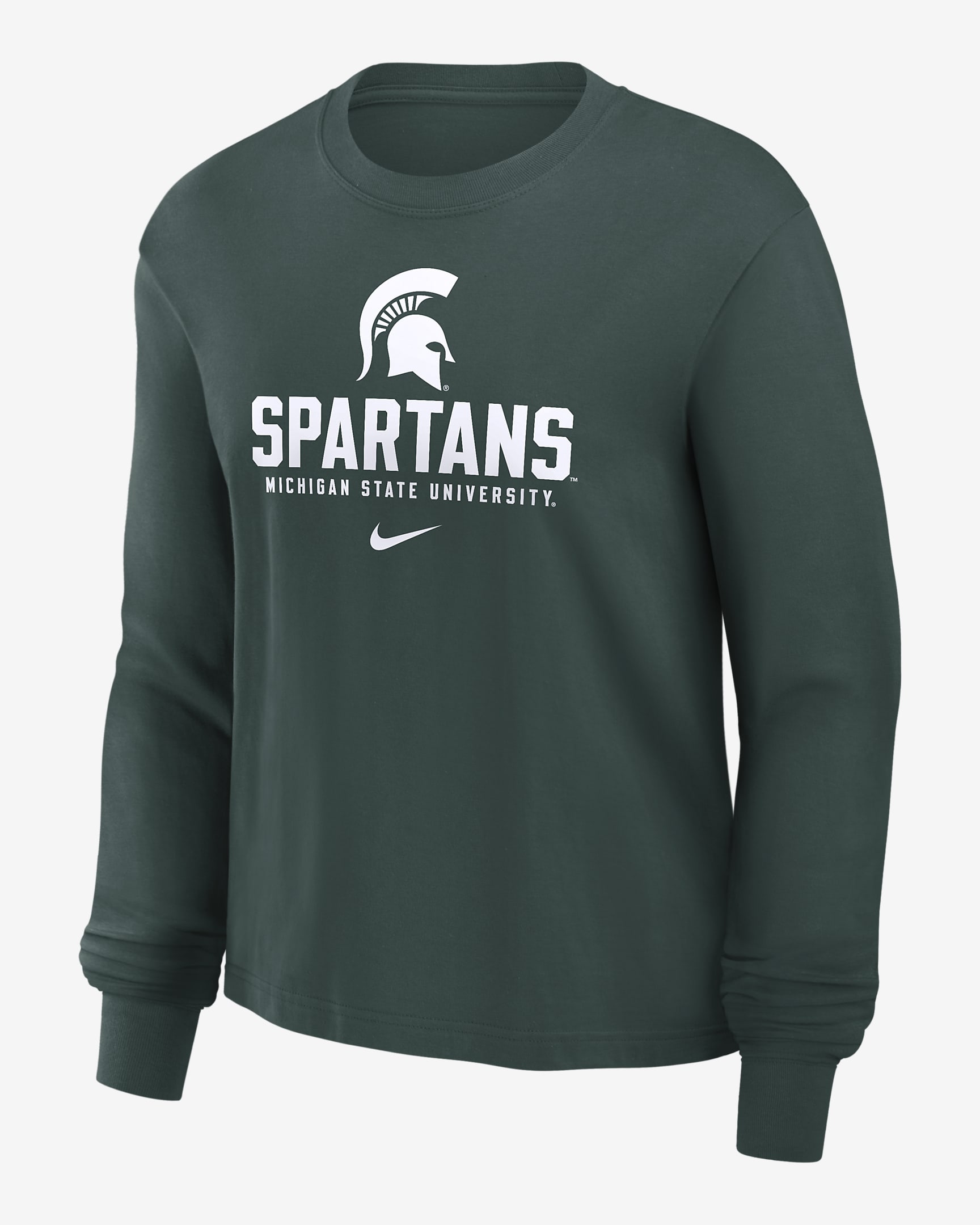 Michigan State Spartans Primetime University Boxy Women's Nike College Long-Sleeve T-Shirt - Pro Green