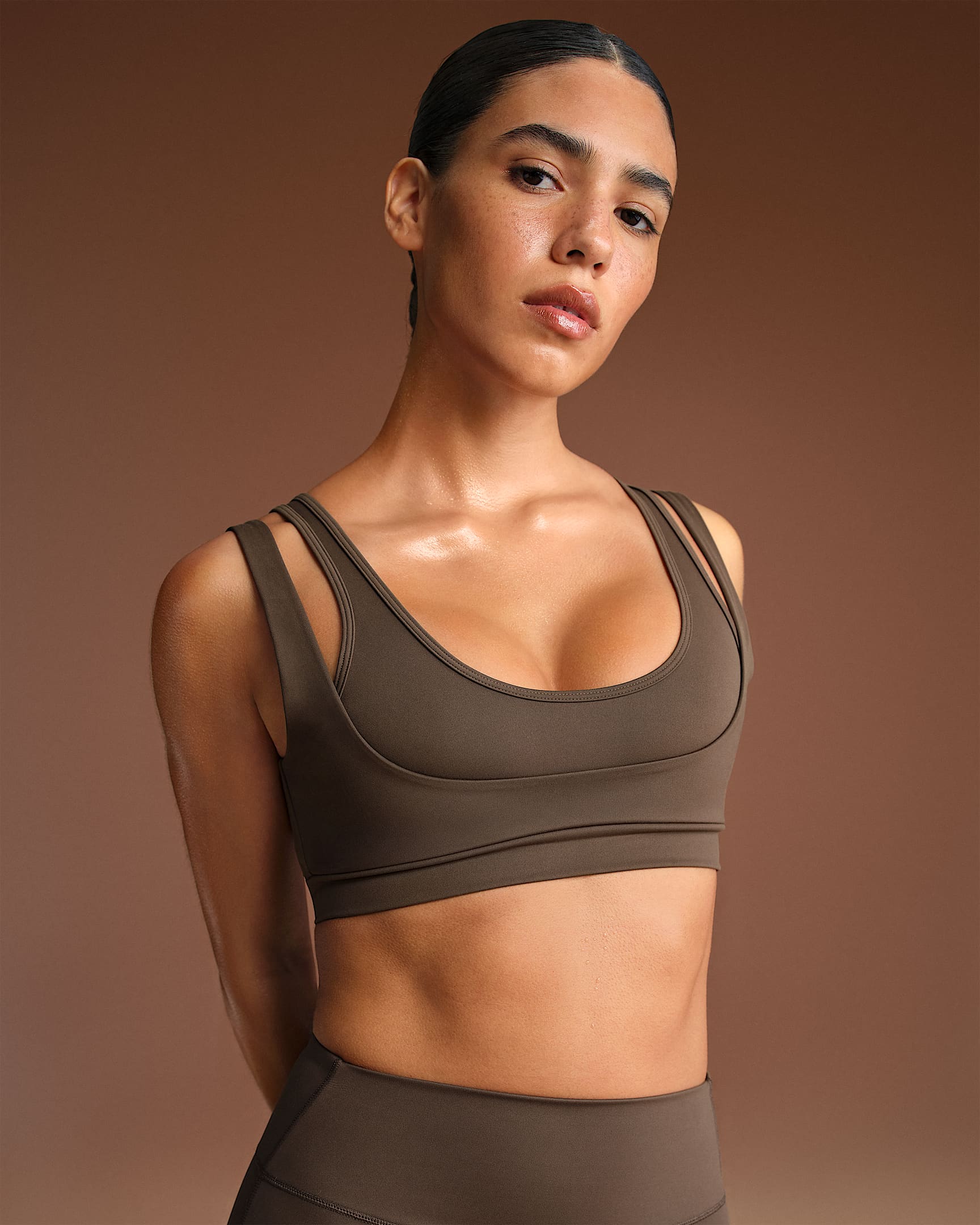 NikeSKIMS Matte Women's Double-Strap Scoop Bra - NSKM Dark Sepia