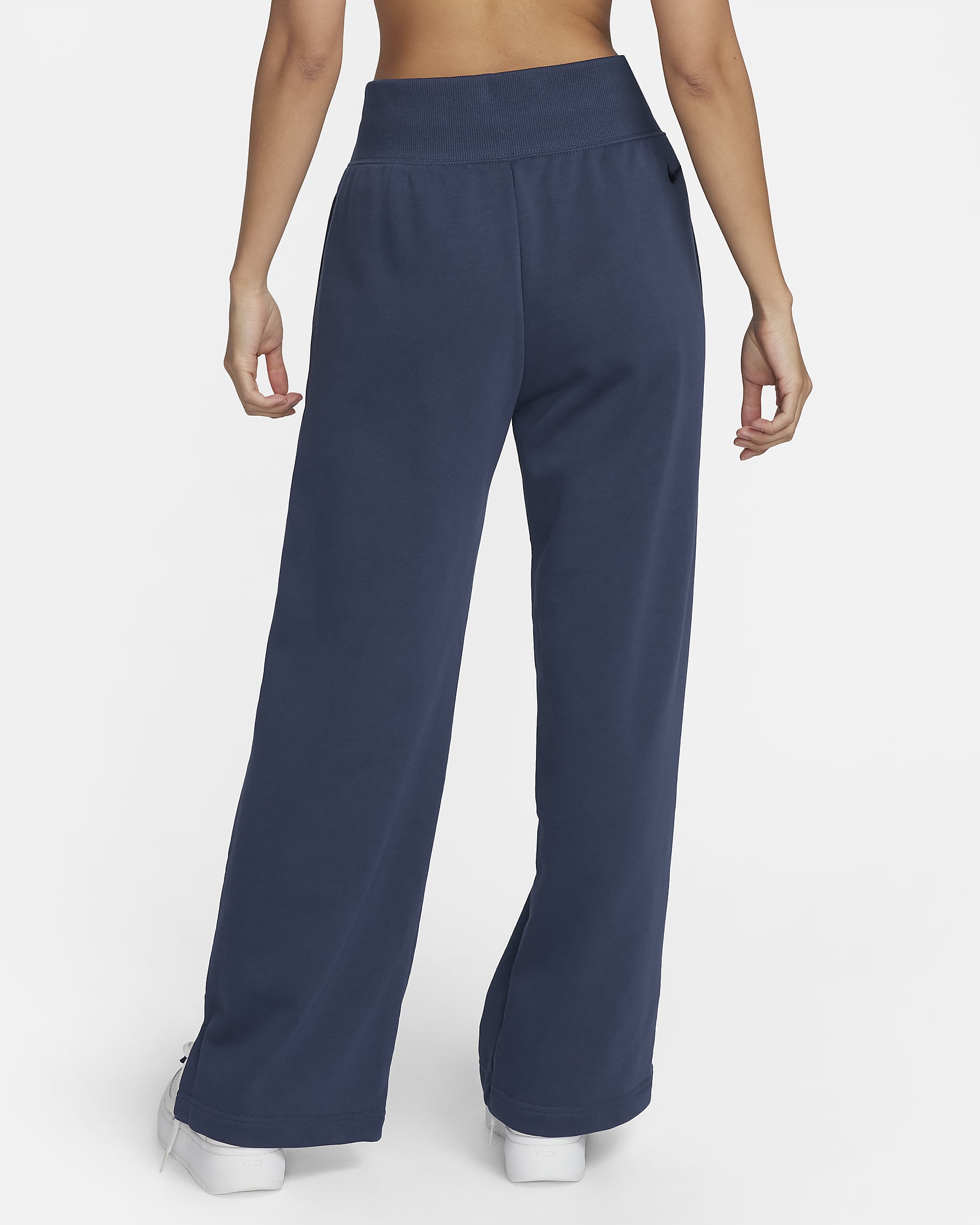 Nike Sportswear Women's High-Waisted Wide-Leg Fleece Trousers - Midnight Navy/Midnight Navy