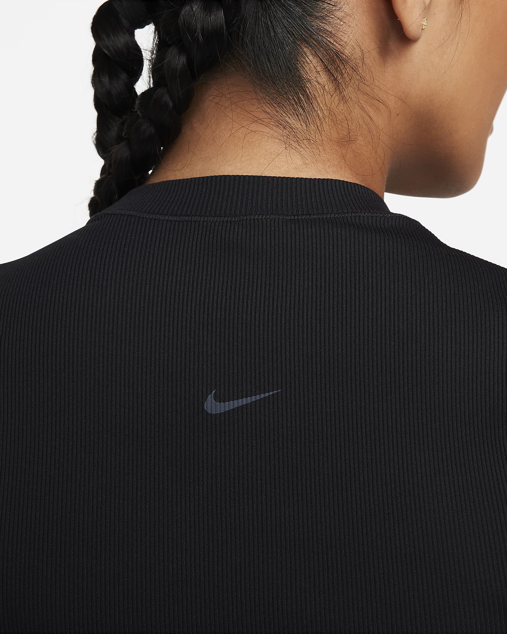 Nike Zenvy Rib Dri-FIT avkortet kortermet overdel til dame - Svart