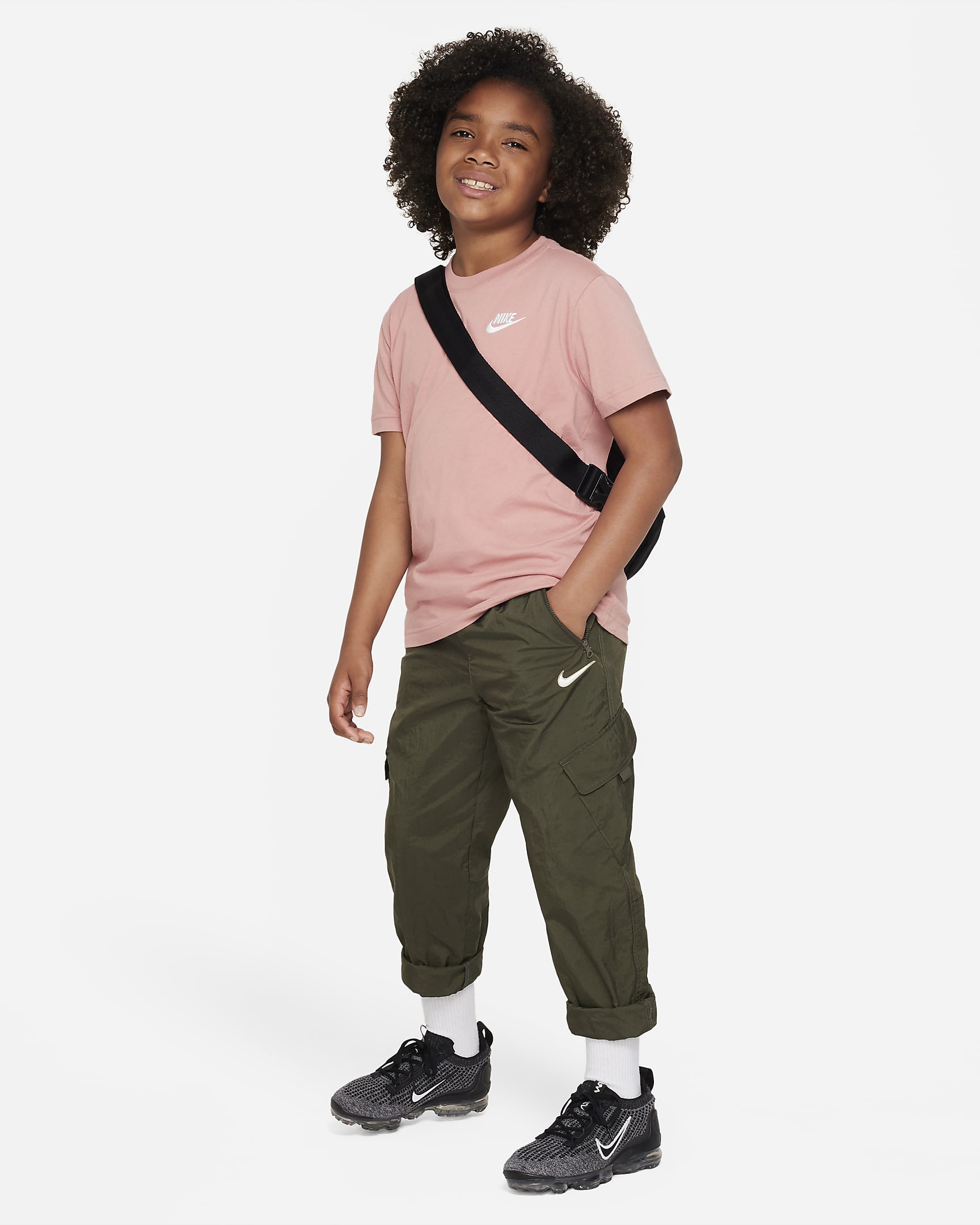 Nike Sportswear Big Kids' (Girls') High-Waisted Woven Cargo Pants - Cargo Khaki