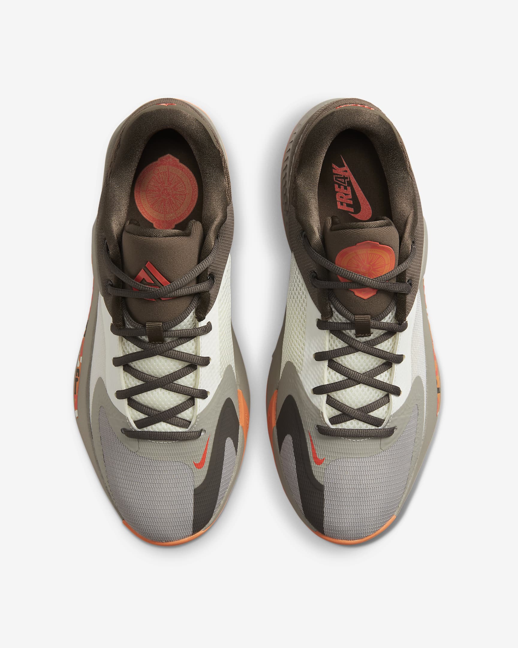 Giannis Freak 4 "Letter Bros" Basketball Shoes - Ironstone/Cobblestone/Sail/Orange Trance