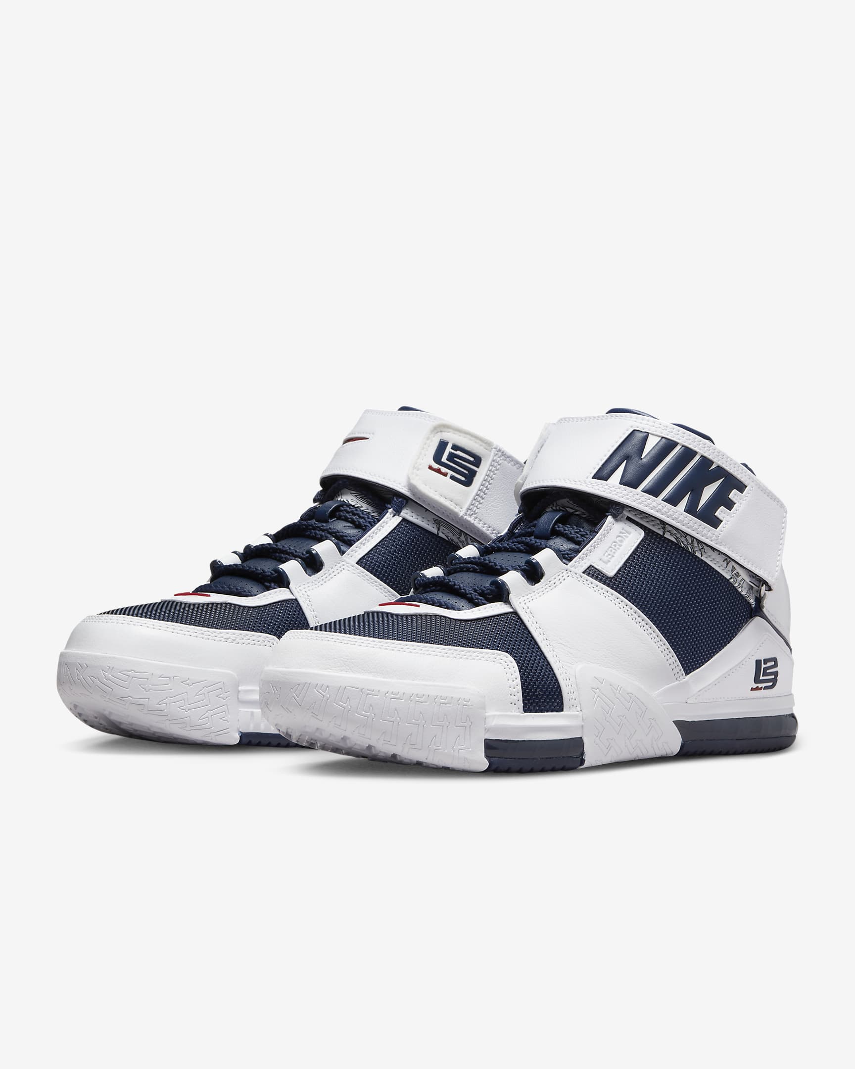 Calzado para hombre Nike Zoom LeBron 2 - Blanco/Carmesí universitario/Azul marino medianoche