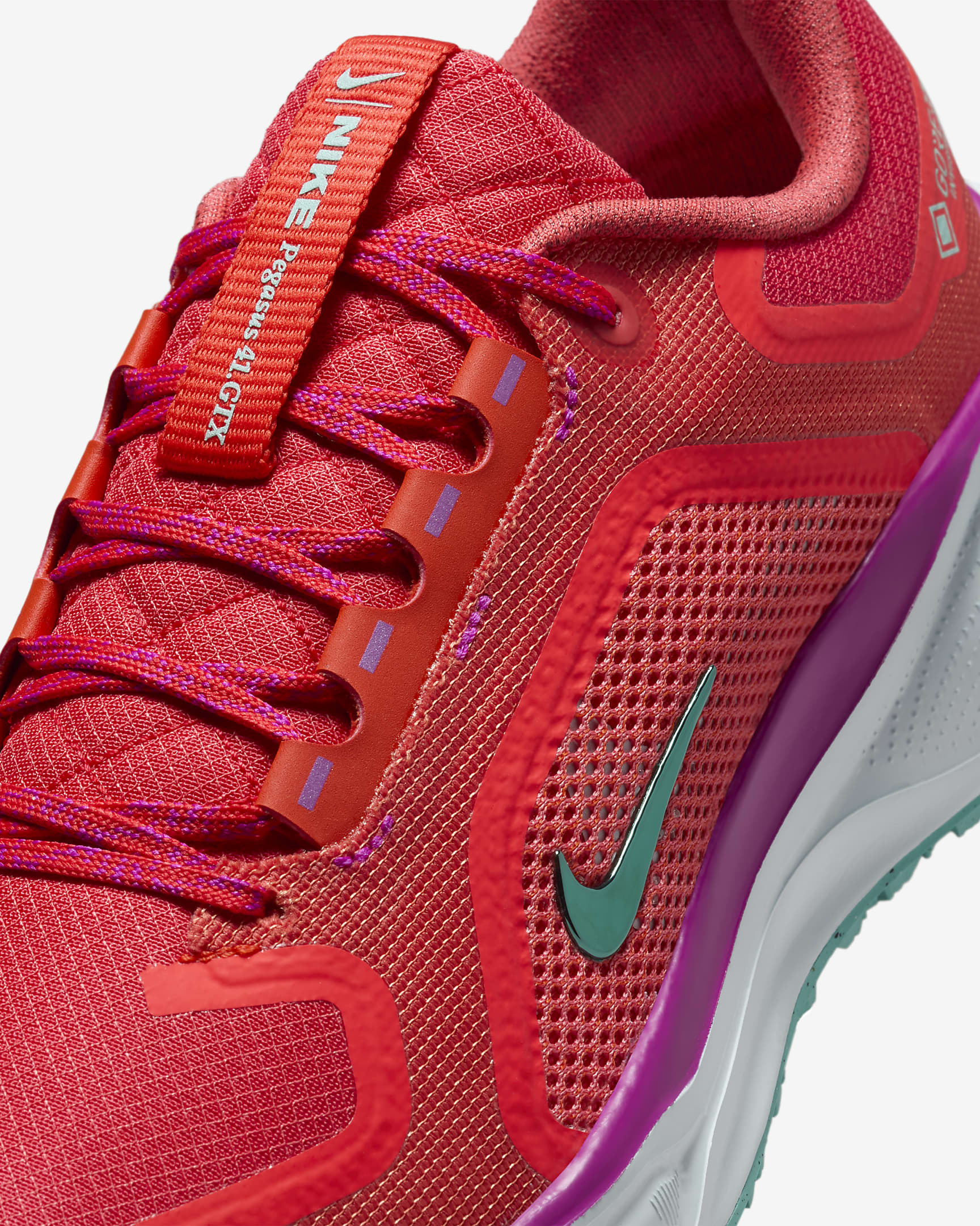 Nike Pegasus 41 GORE-TEX Women's Waterproof Road Running Shoes - Picante Red/Bright Crimson/Vivid Grape/Green Frost