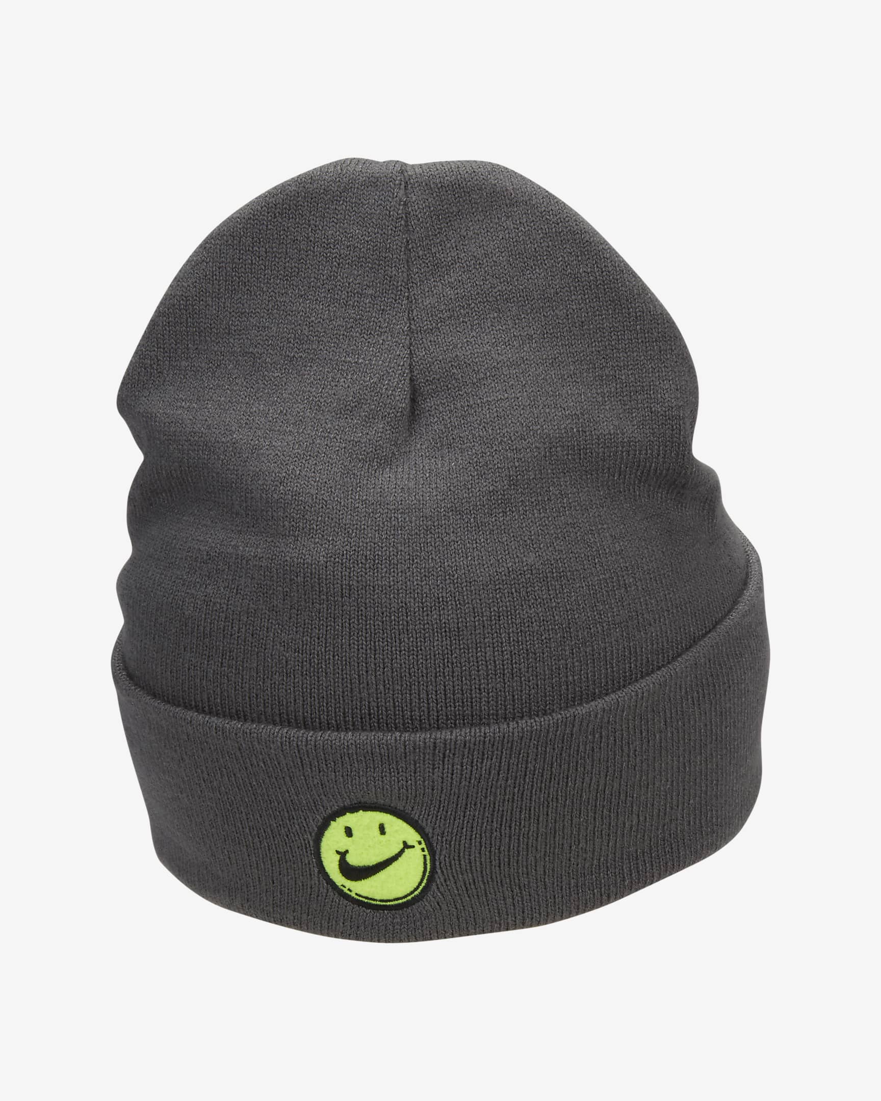 Nike Peak Kids' Reversible Tall Cuff Smiley Beanie - Iron Grey/Volt/Volt