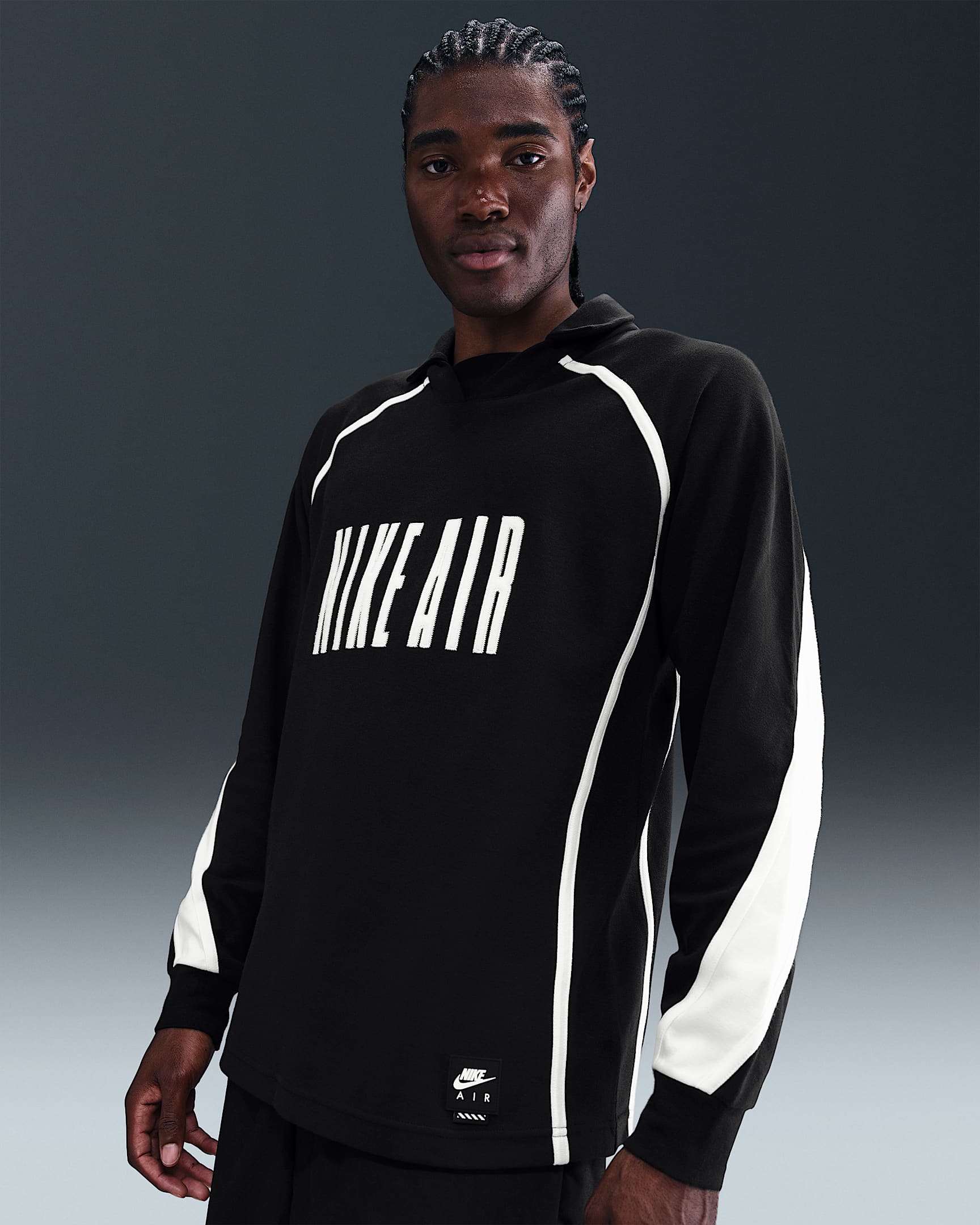 Nike Air Men's Long-Sleeve Football Top - Black/White/White