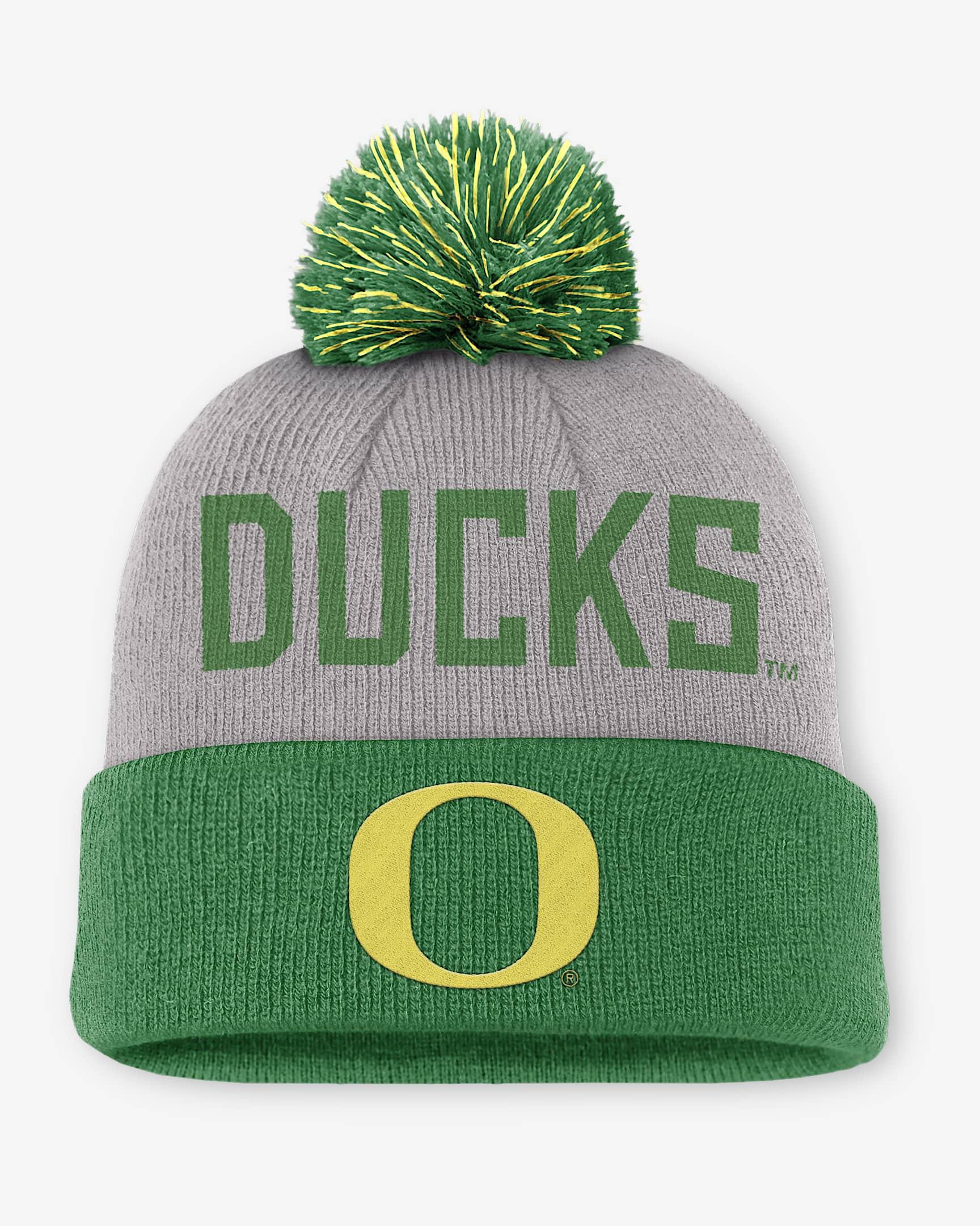 Oregon Primetime Peak Men's Nike College Cuffed Pom Beanie - Grey