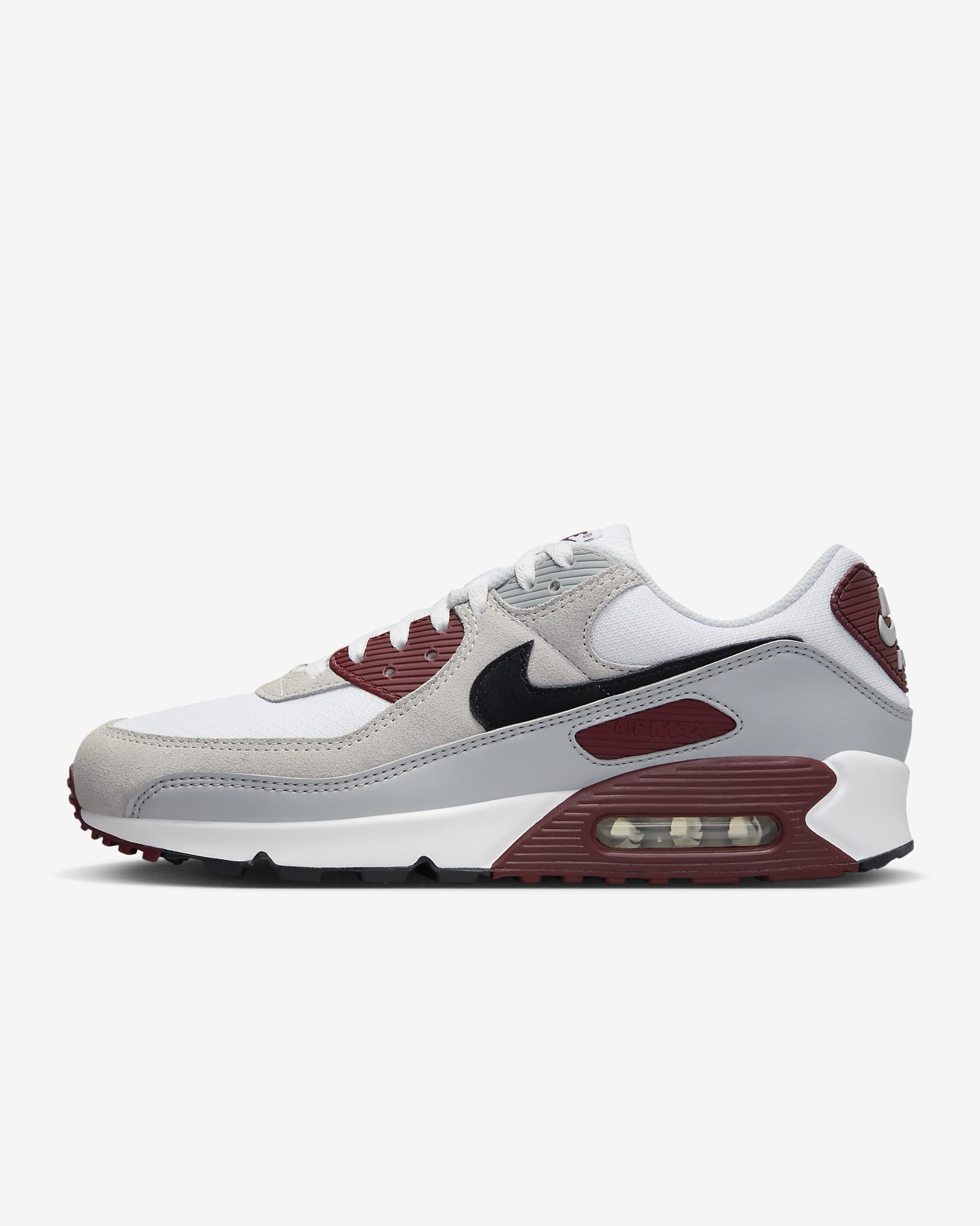 Nike Air Max 90 男鞋 - 白色/Dark Team Red/Pure Platinum/黑色