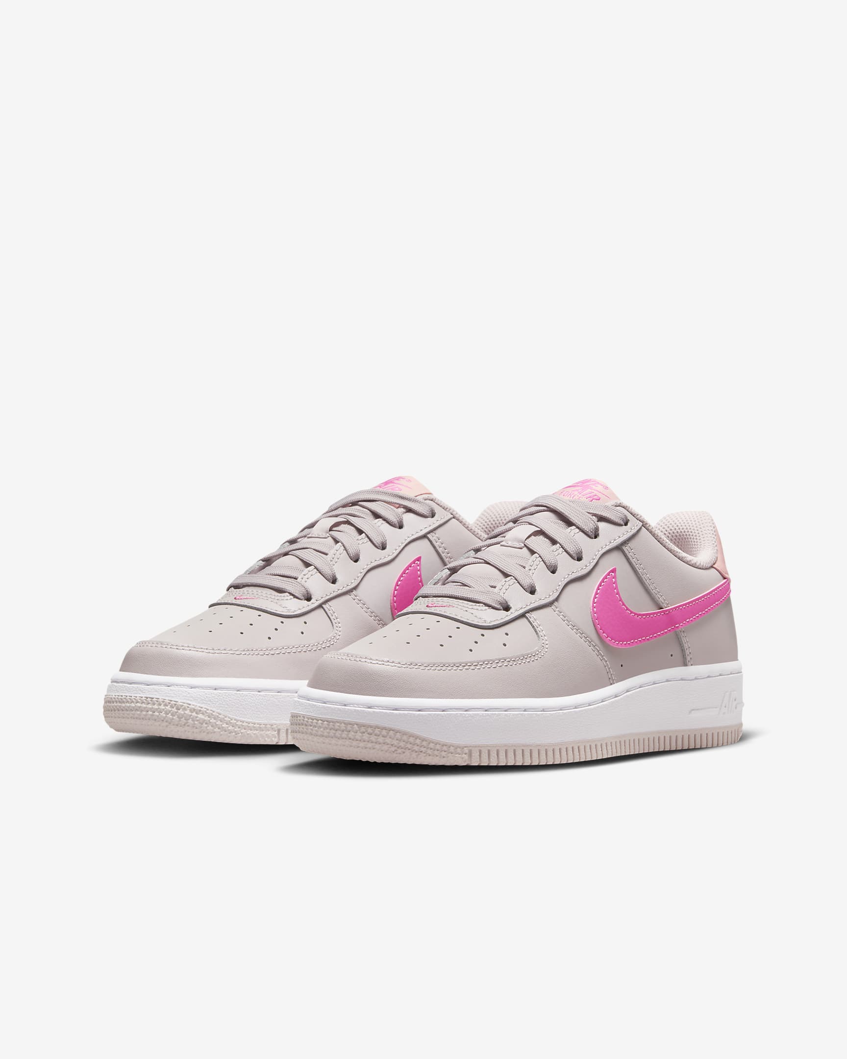 Tenis para niños grandes Nike Air Force 1 - Violeta platino/Naranja ártico/Blanco/Rosa paleta