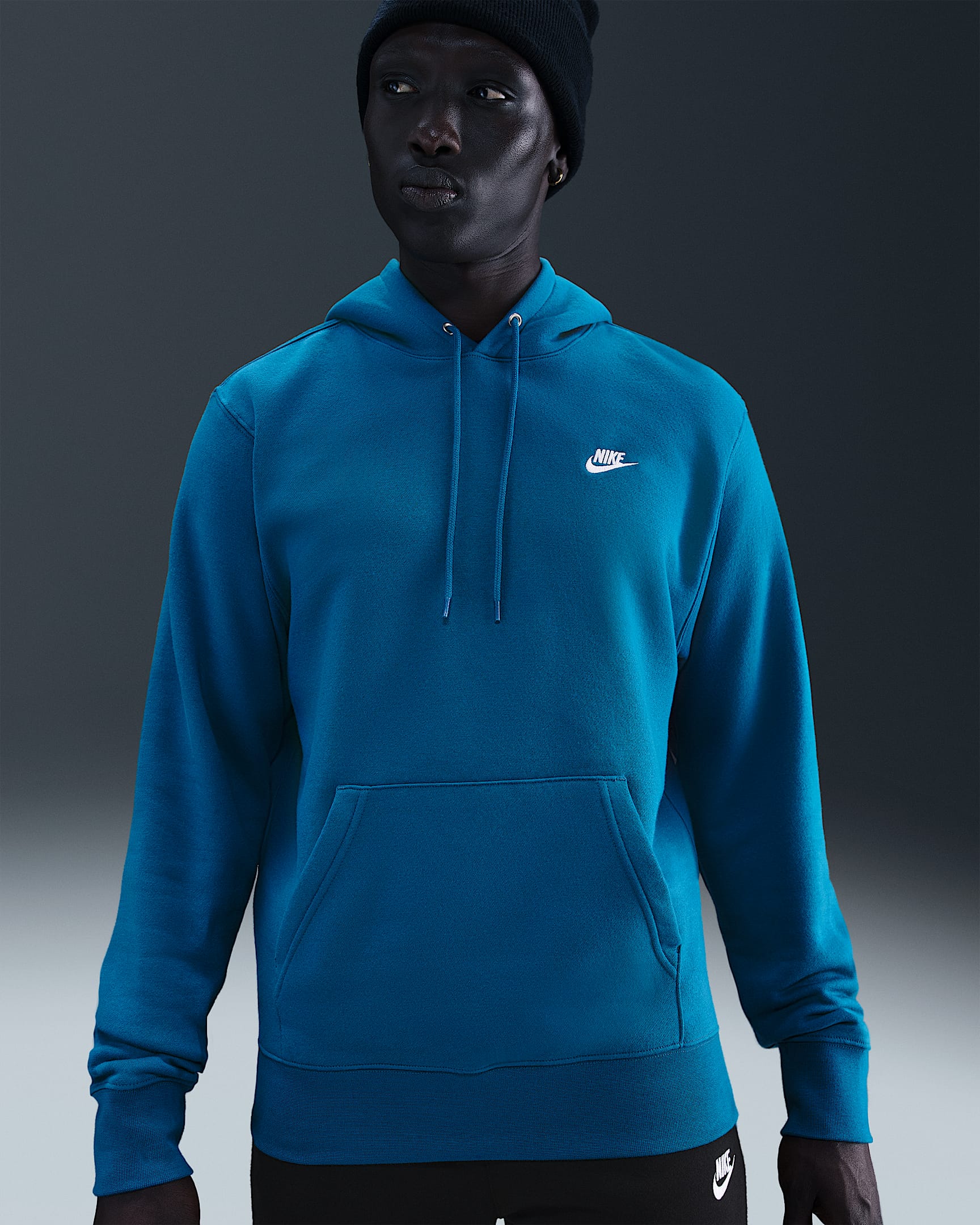 Nike Club Men's Pullover Fleece Hoodie - Green Abyss/Green Abyss/White