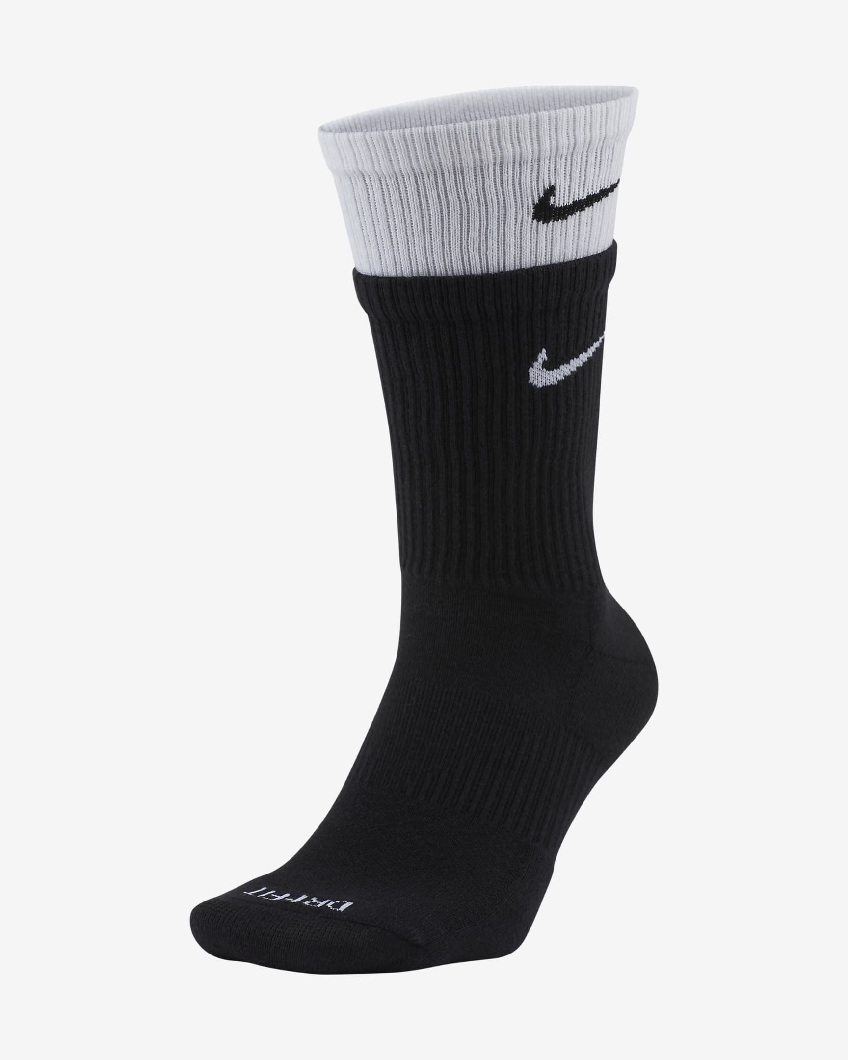 Chaussettes de training mi-mollet Nike Everyday Plus Cushioned - Noir/Blanc/Noir