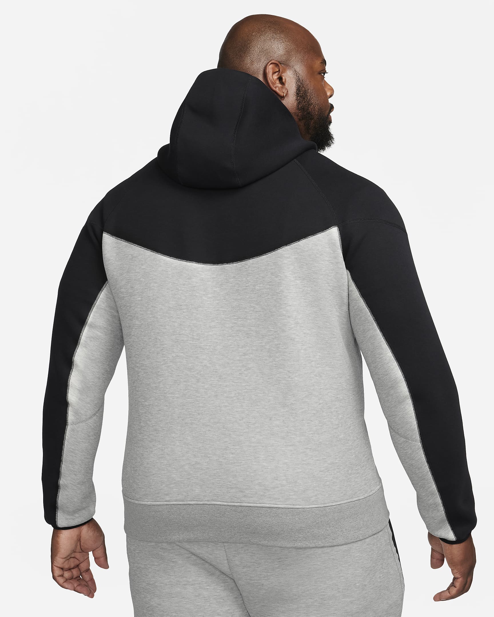 Nike Sportswear Tech Fleece Windrunner cipzáras, kapucnis férfipulóver - Dark Grey Heather/Fekete/Fehér