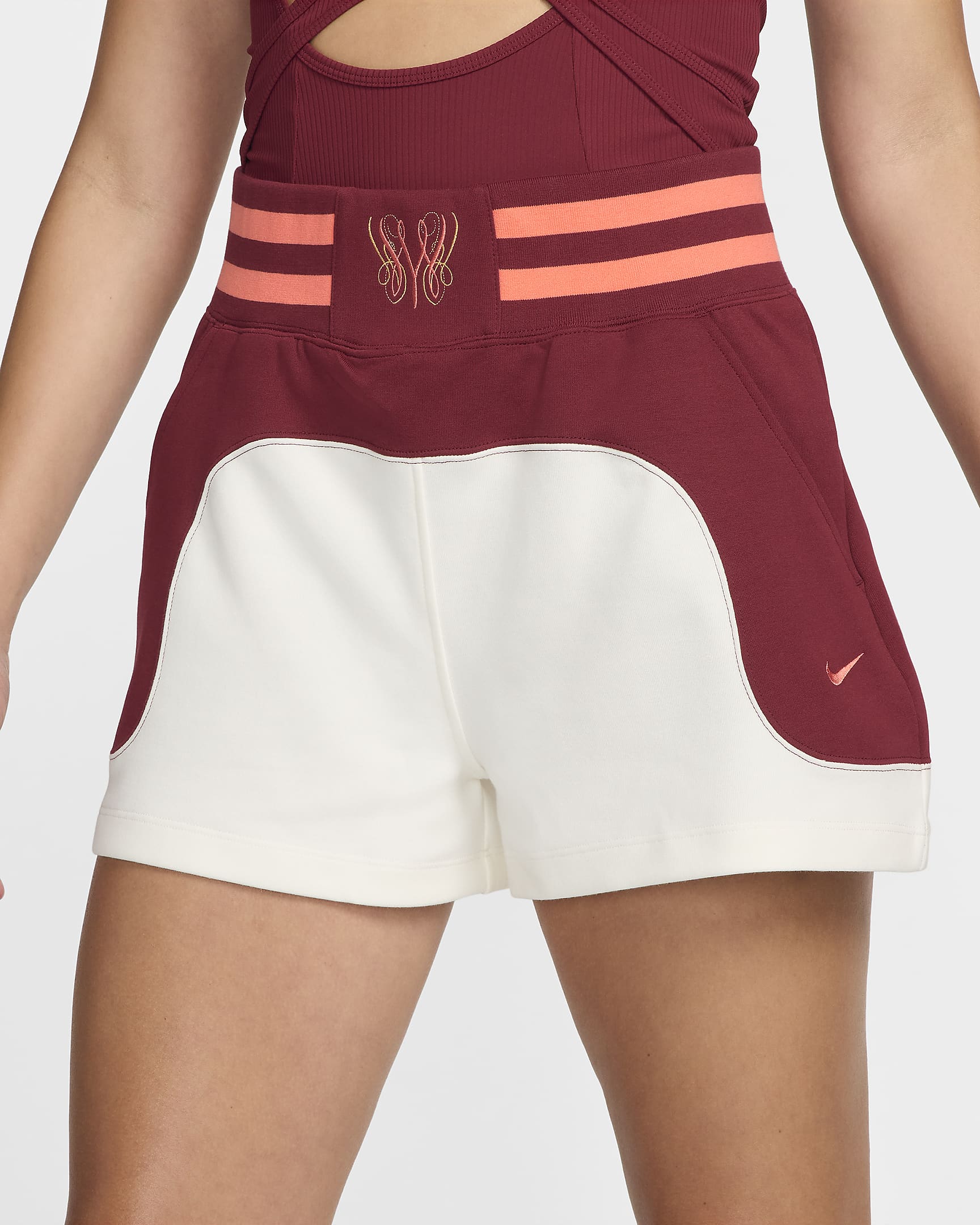 Serena Williams Design Crew Women's Loose Mid-Rise 3" Shorts - Team Red/Sail/Metallic Gold/Light Wild Mango