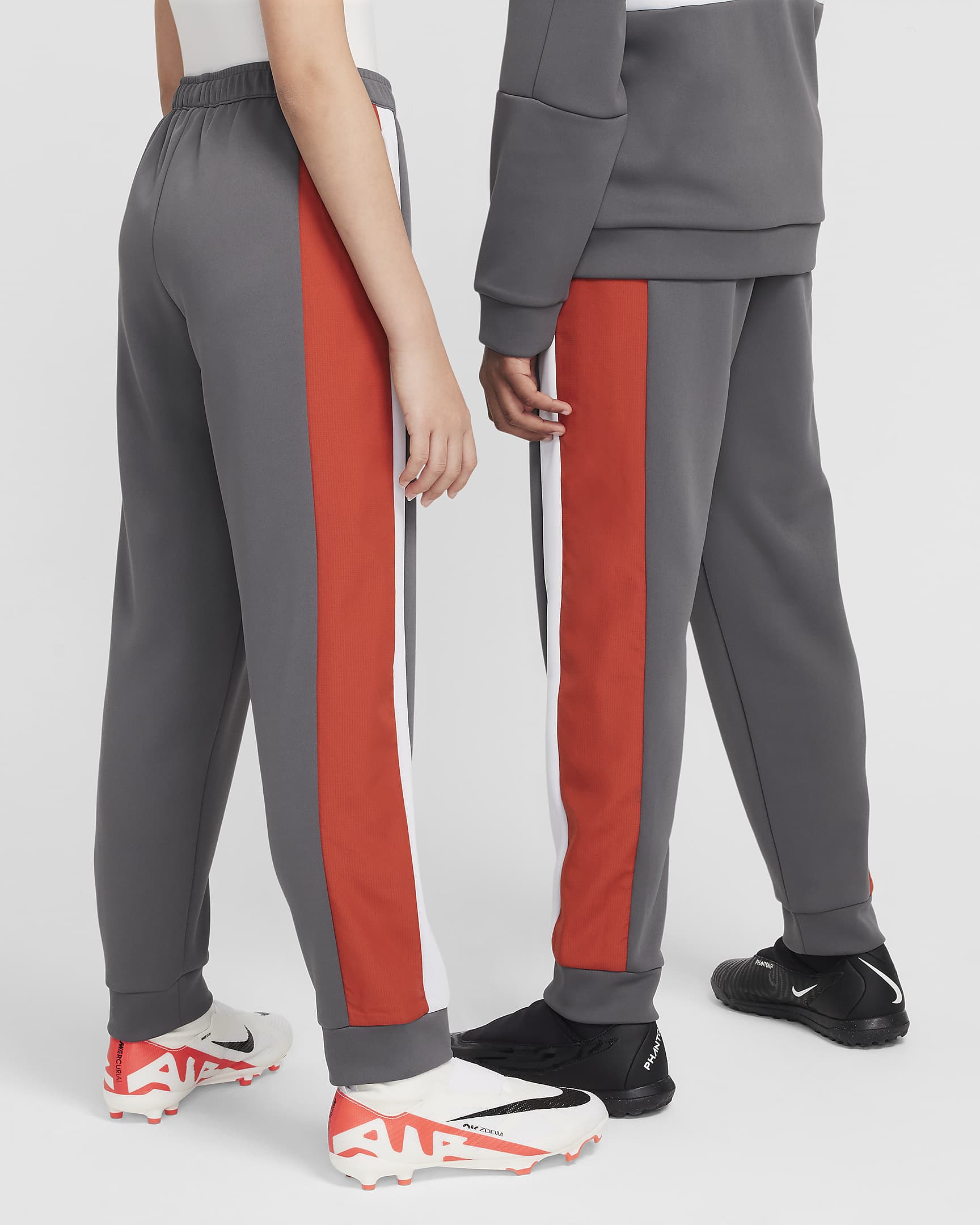 Nike Academy Big Kids' Dri-FIT Soccer Track Pants - Iron Grey/Dragon Red/Pure Platinum/Dragon Red