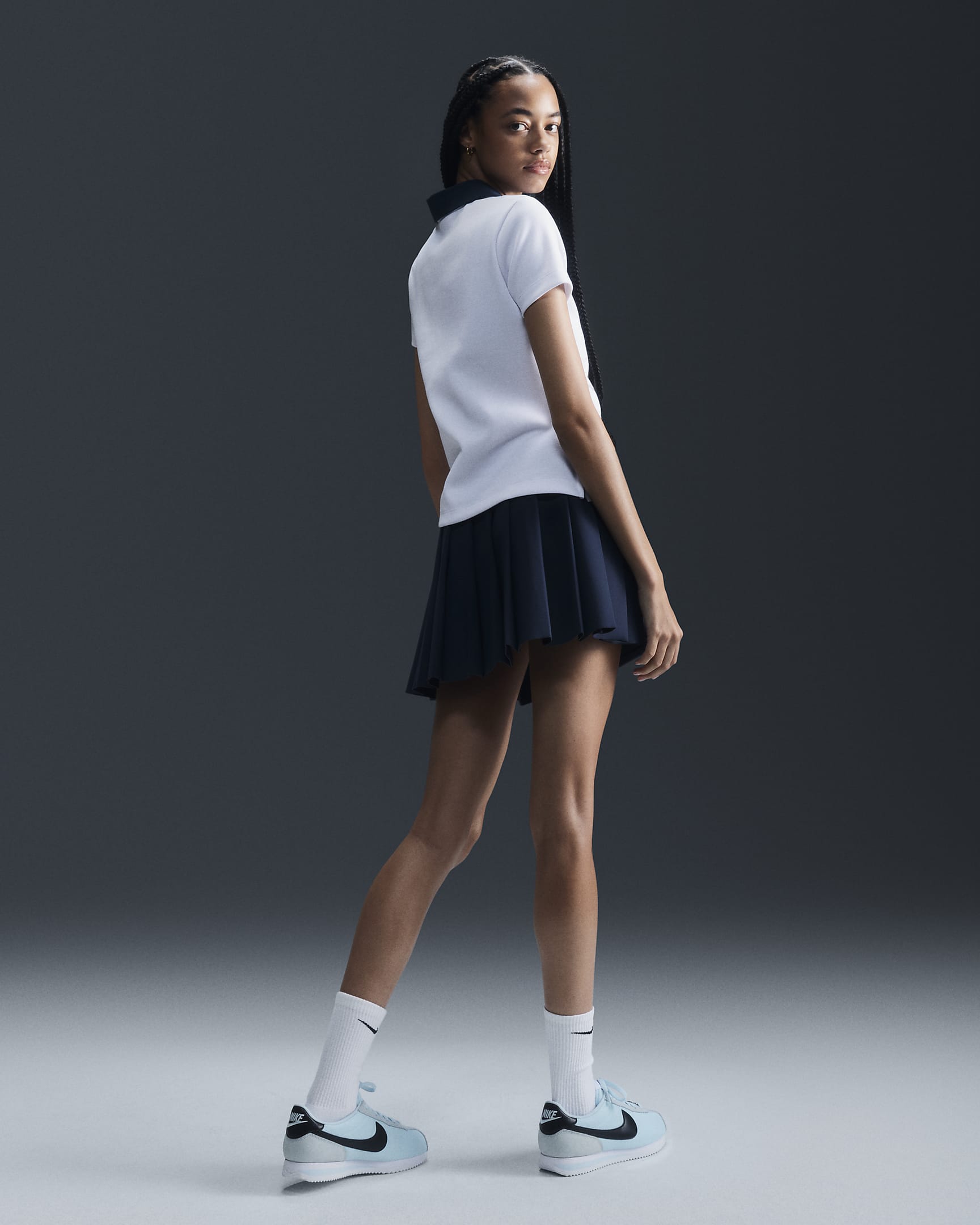 Nike Women by YOON rövid ujjú női galléros póló - Fehér/Armory Navy