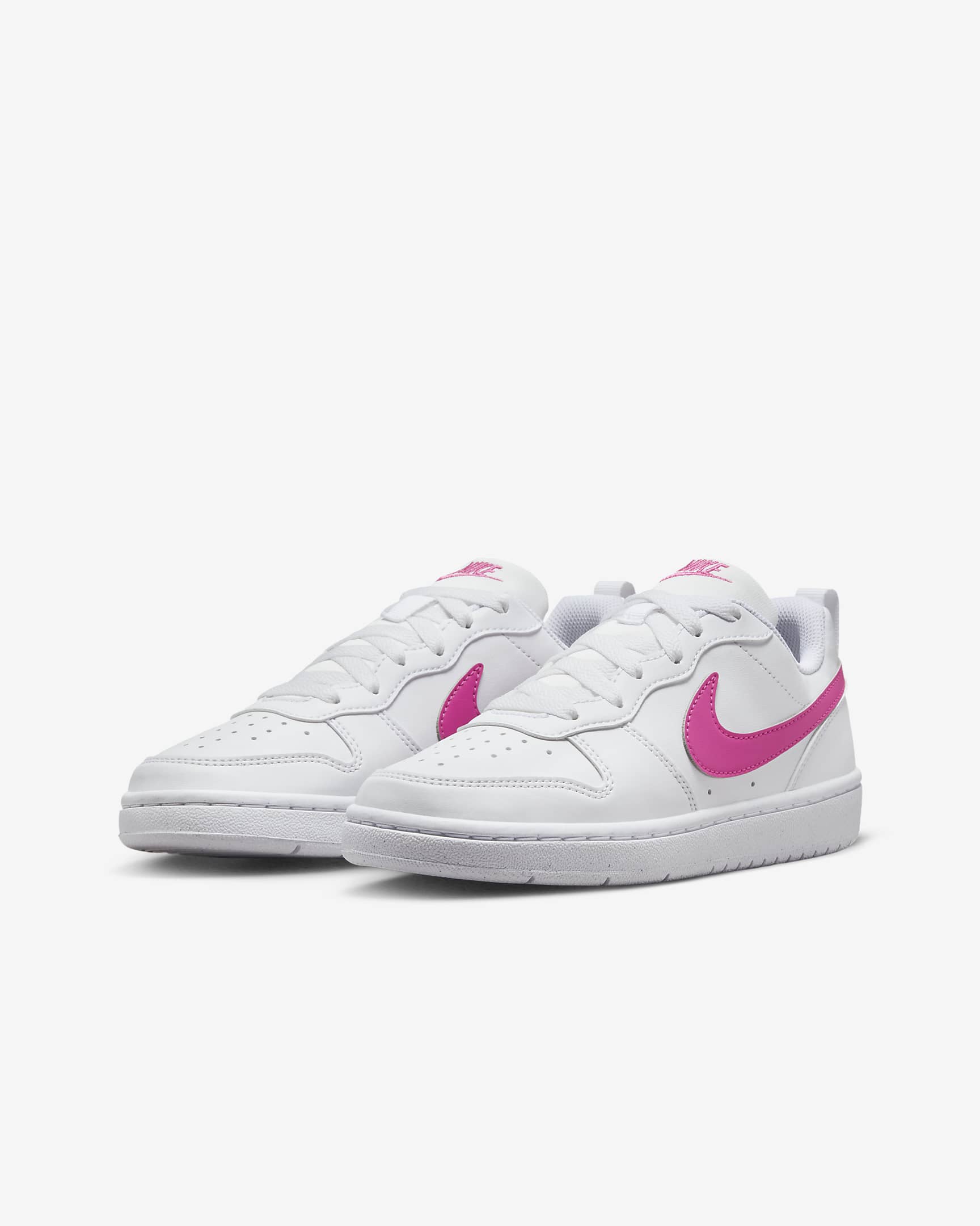 Nike Court Borough 低筒 Recraft 大童鞋款 - 白色/Laser Fuchsia