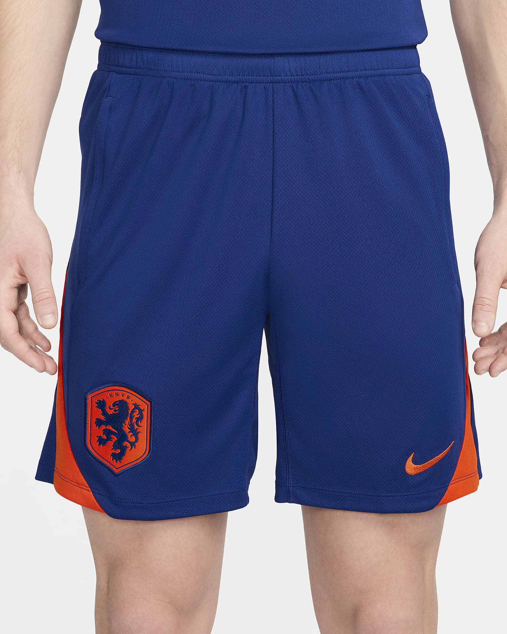 Netherlands Strike Men's Nike Dri-FIT Football Knit Shorts - Deep Royal Blue/Safety Orange/Safety Orange