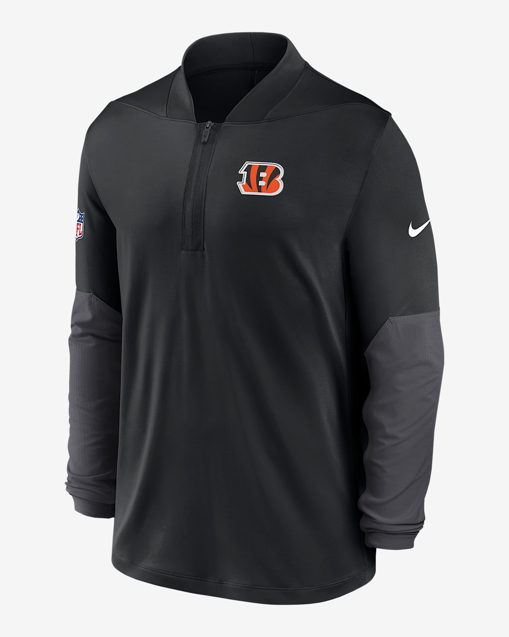 Cincinnati Bengals Feel The Pressure Men's Nike Dri-FIT NFL 1/2-Zip Top - Black