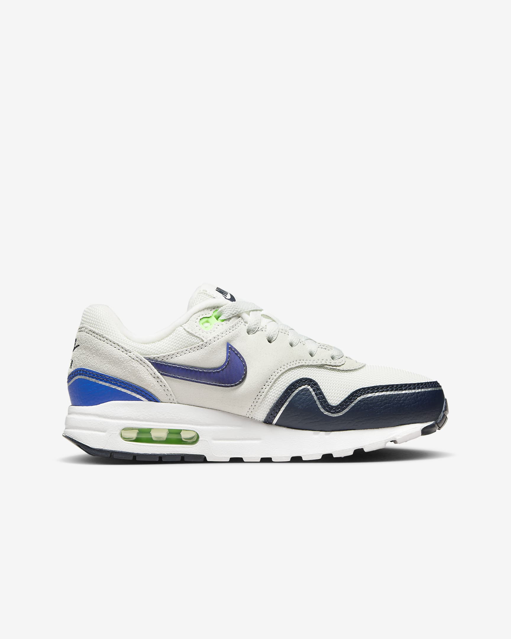 Calzado para niños talla grande Nike Air Max 1 - Blanco cumbre/Polvo fotón/Hiperroyal/Obsidiana