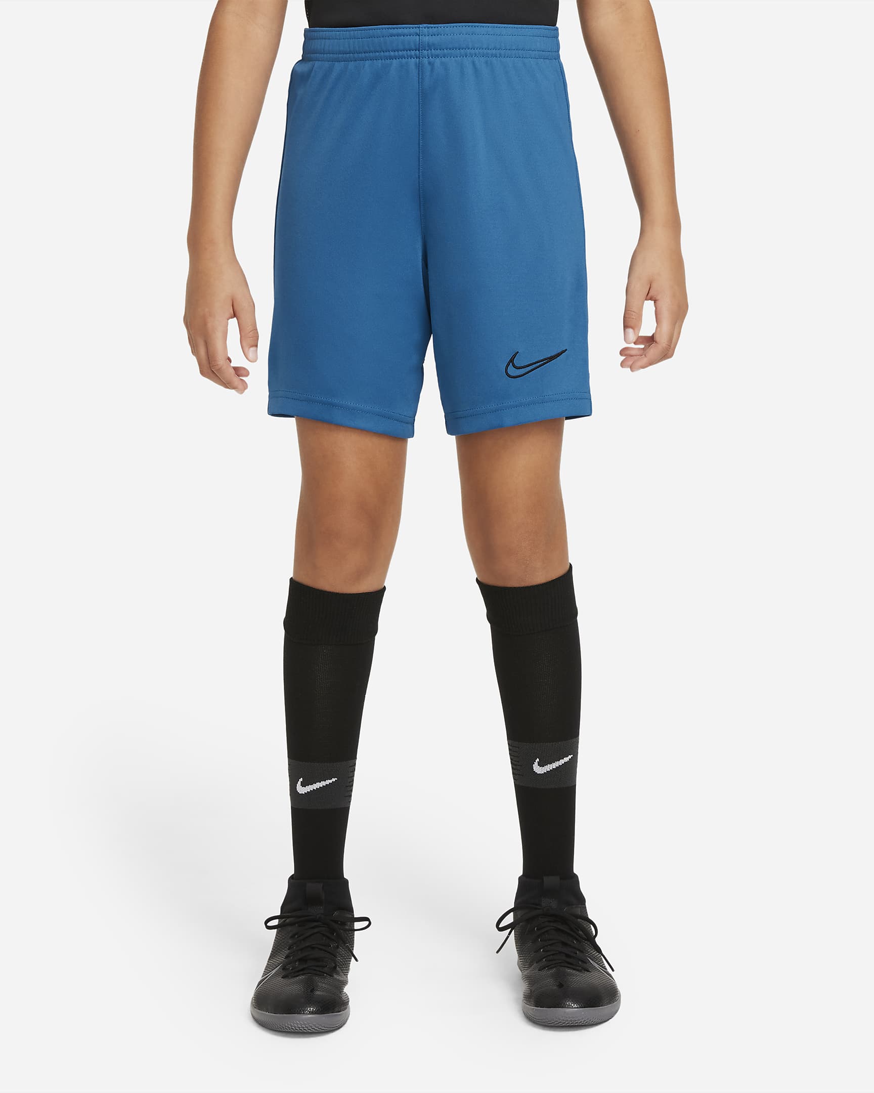 Shorts de fútbol tejidos para niños talla grande Nike Dri-FIT Academy - Azul puerto deportivo oscuro/Negro/Azul puerto deportivo oscuro/Negro