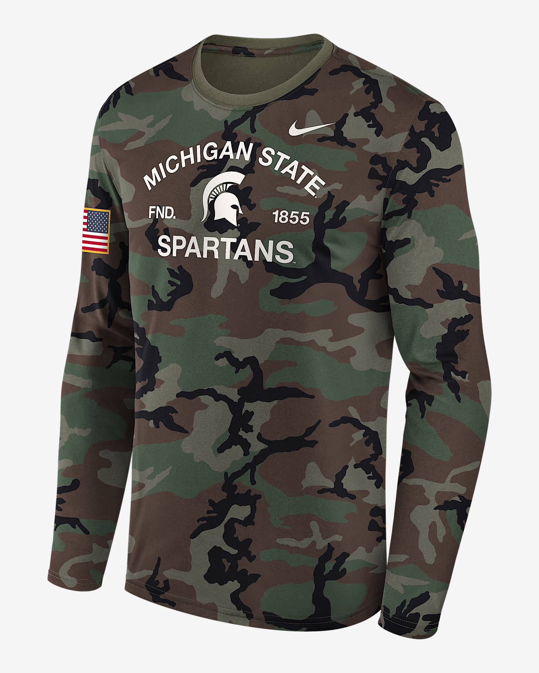 Michigan State 2025 Military Appreciation Legend Men's Nike Dri-FIT College Long-Sleeve T-Shirt - Olive