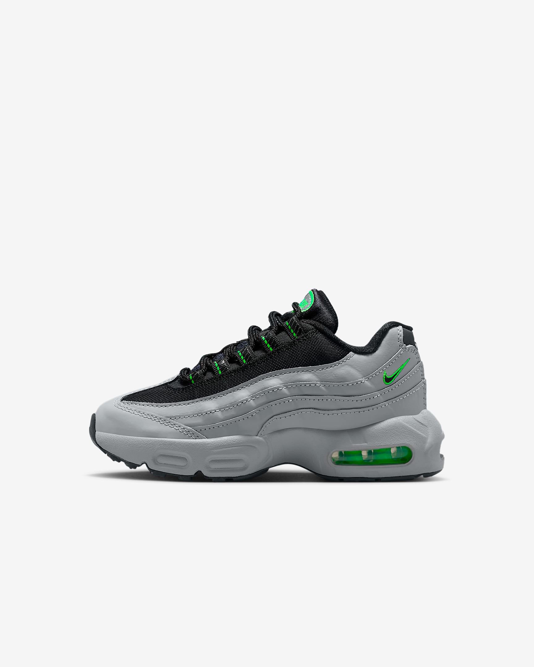 Nike Air Max 95 Recraft-sko til mindre børn - Light Smoke Grey/Green Strike/hvid/sort
