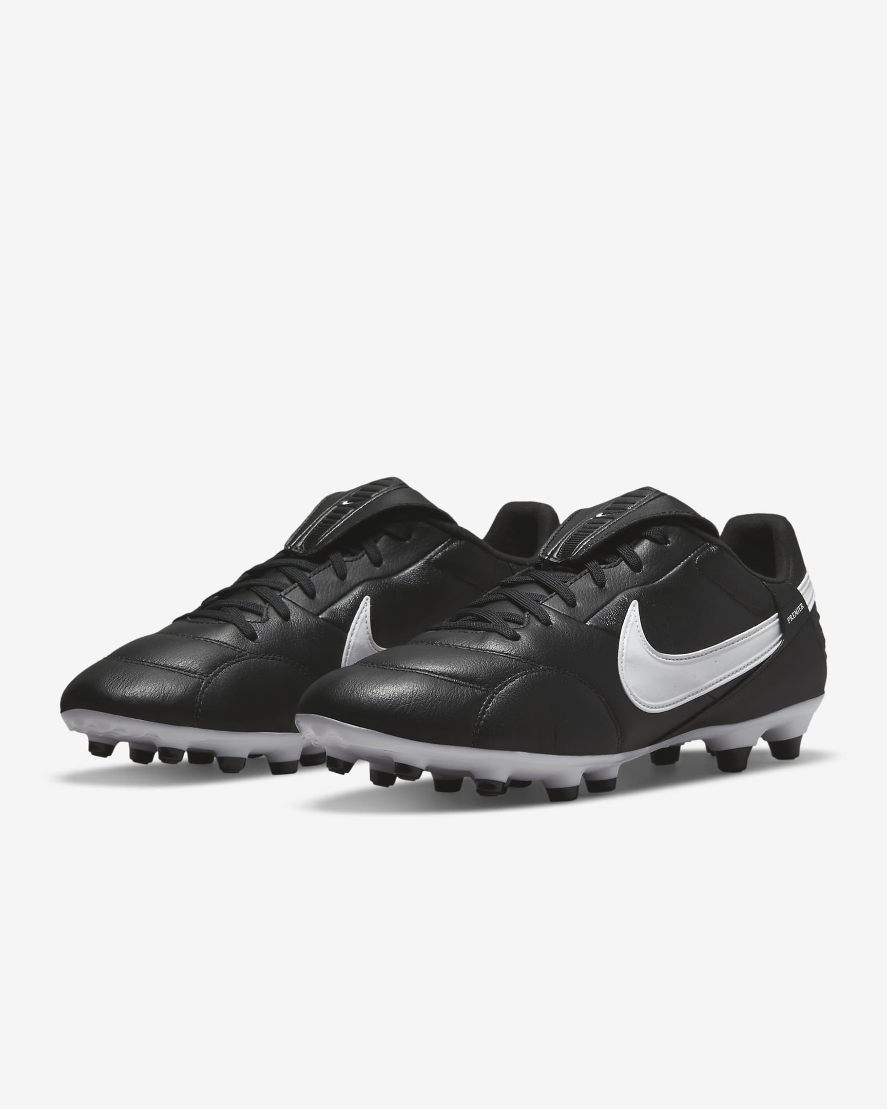 Chaussure de foot basse à crampons pour terrain sec NikePremier 3 - Noir/Blanc