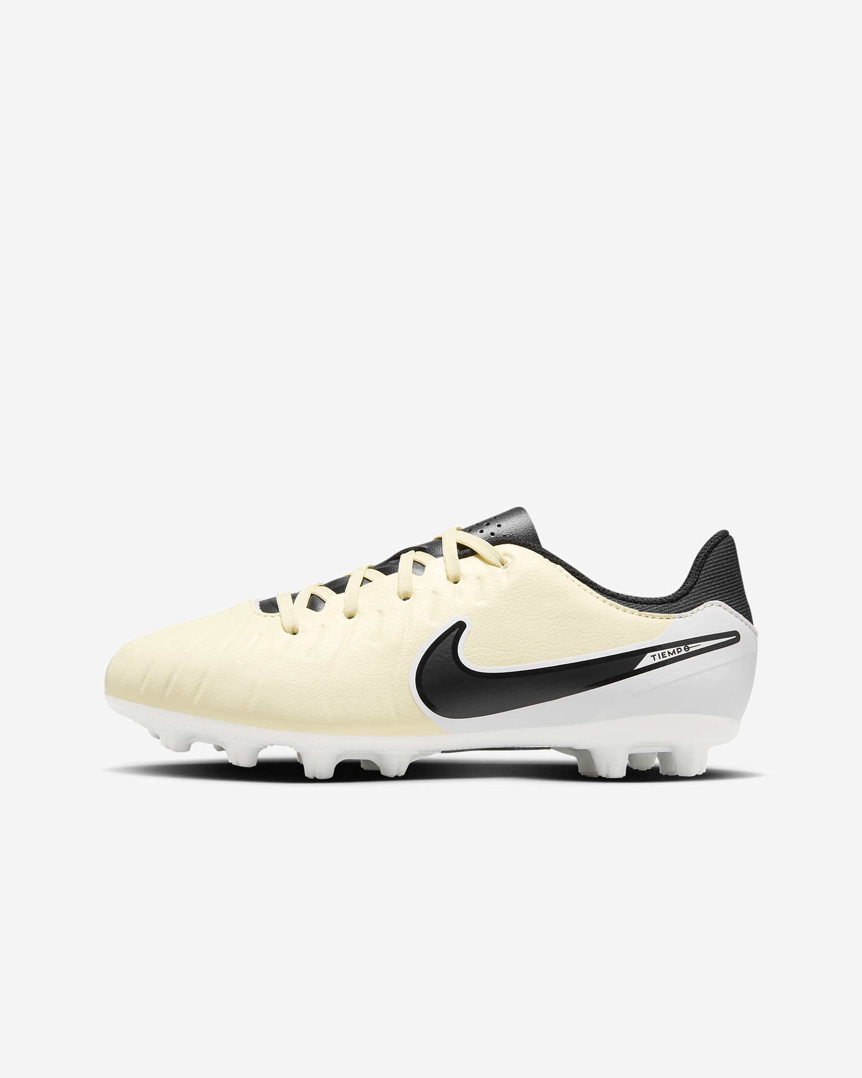 Nike Jr. Tiempo Legend 10 Academy Little/Big Kids' Hard-Ground Low-Top Soccer Cleats - Lemonade/Metallic Gold Coin/Black