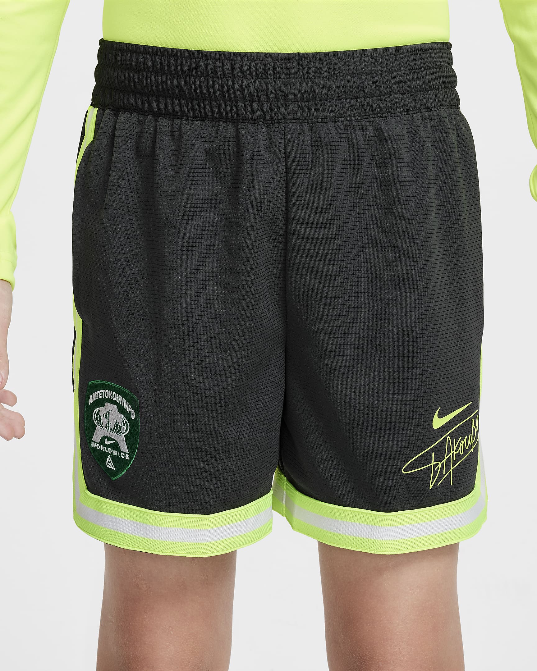 Giannis DNA Dri-FIT basketshorts til store barn - Dark Smoke Grey/Volt