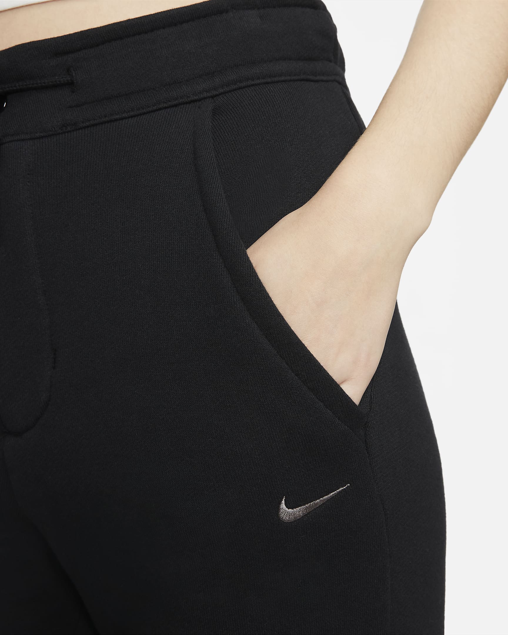 Nike Sportswear Modern Fleece French-Terry-Hose mit hohem Taillenbund für Damen - Schwarz/Flat Pewter