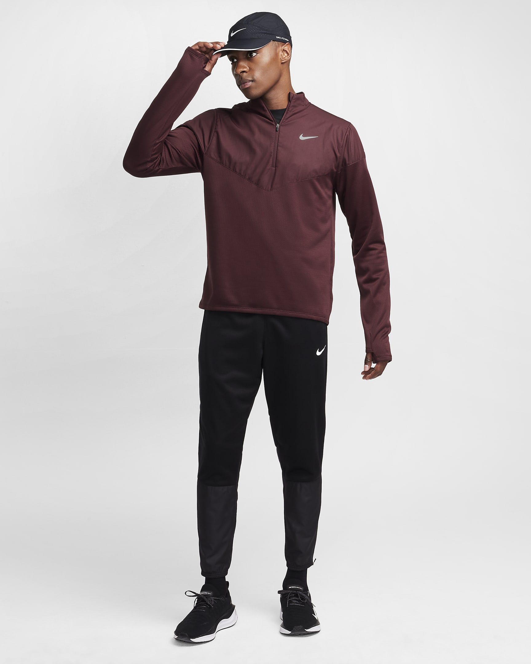 Maglia da running idrorepellente con zip a metà lunghezza Therma-FIT Nike Sphere – Uomo - Burgundy Crush