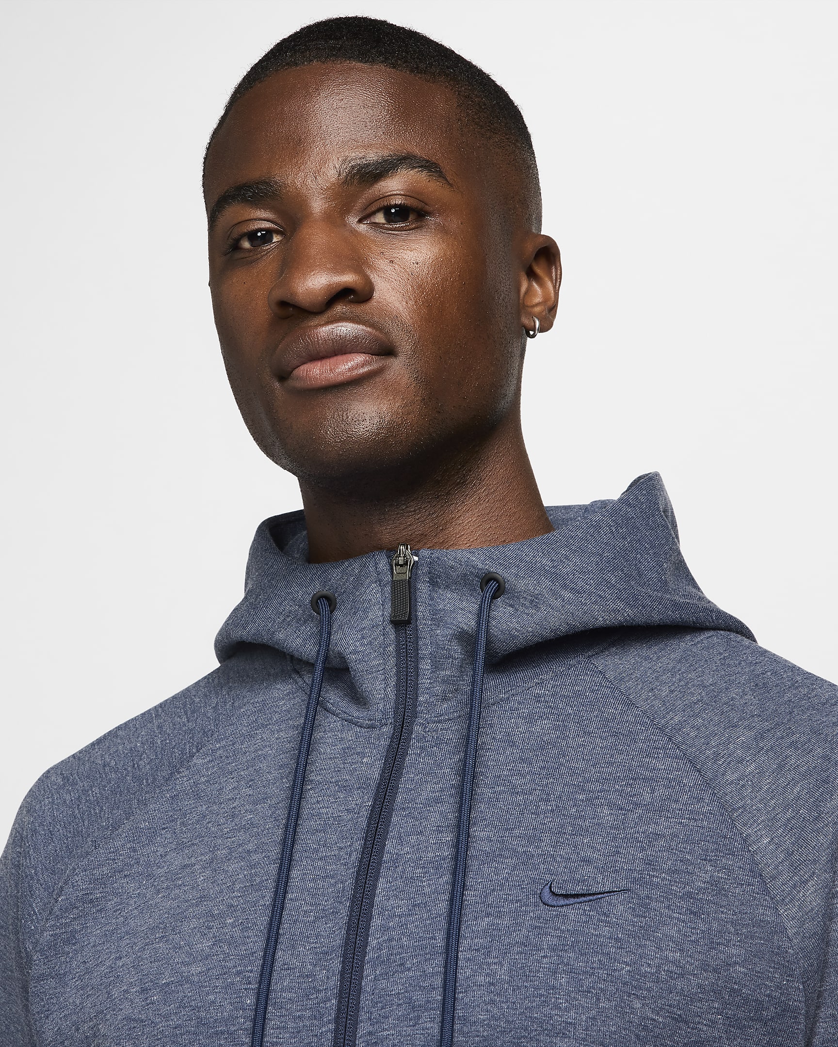 Nike Primary Men's Dri-FIT UV Full-Zip Versatile Hoodie - Obsidian/Heather/Obsidian