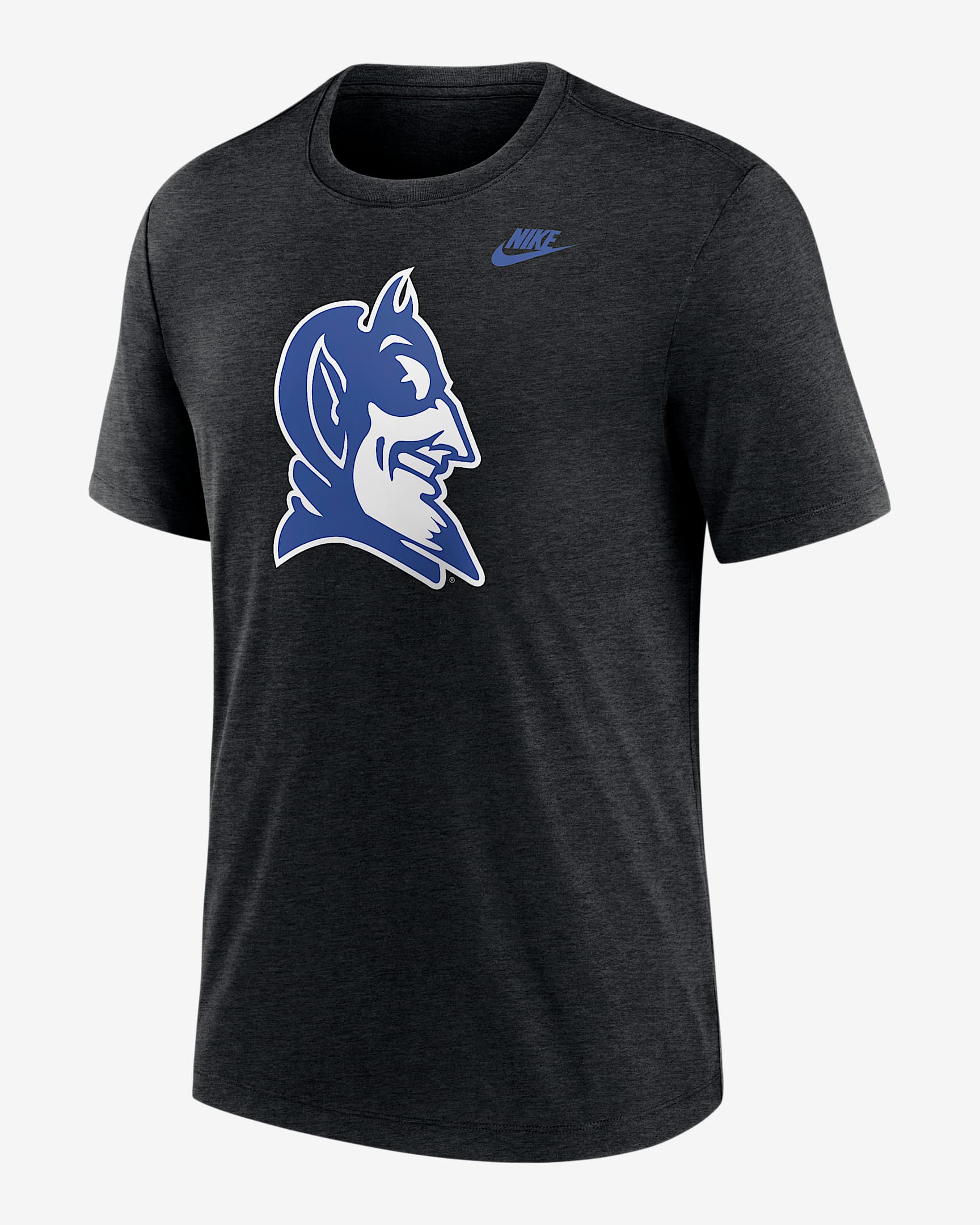 Playera universitaria Nike para hombre Duke Blitz Legacy Primary - Negro jaspeado