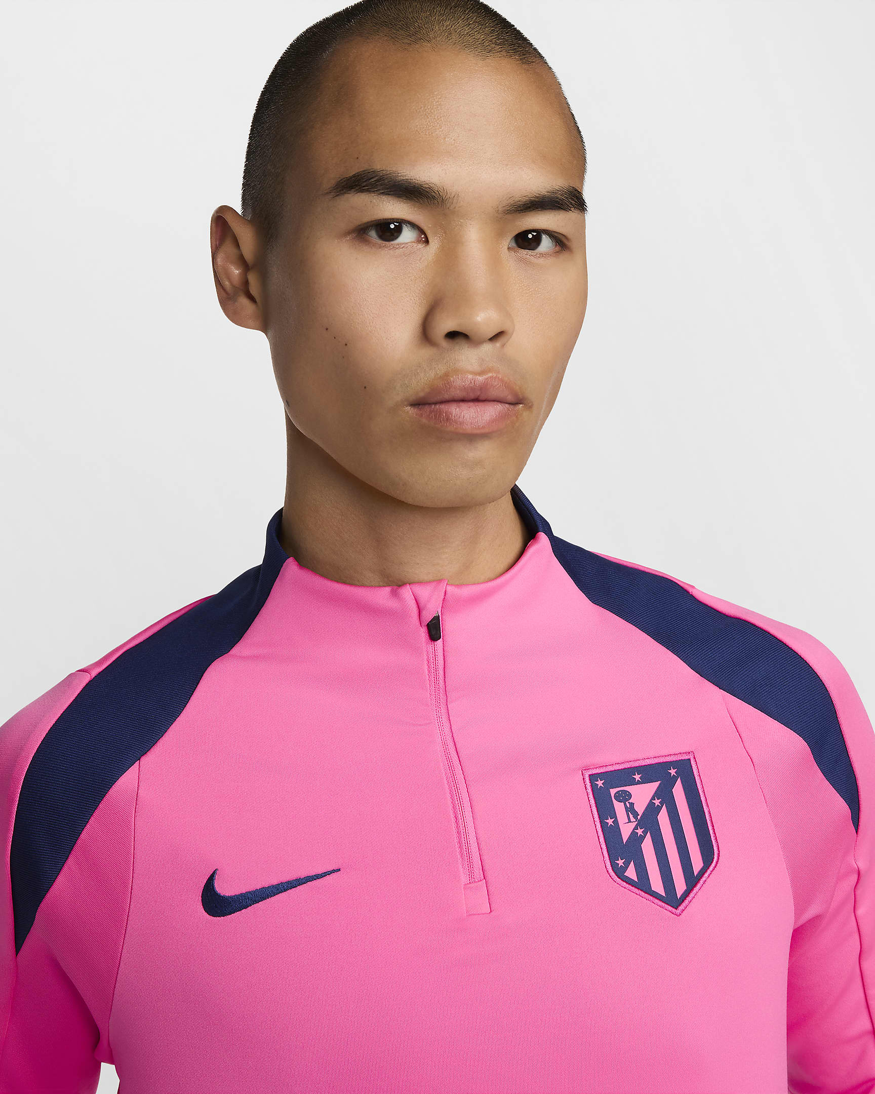 Męska treningowa koszulka piłkarska Nike Dri-FIT  Atlético Madryt Strike (wersja trzecia) - Pink Glow/Blue Void