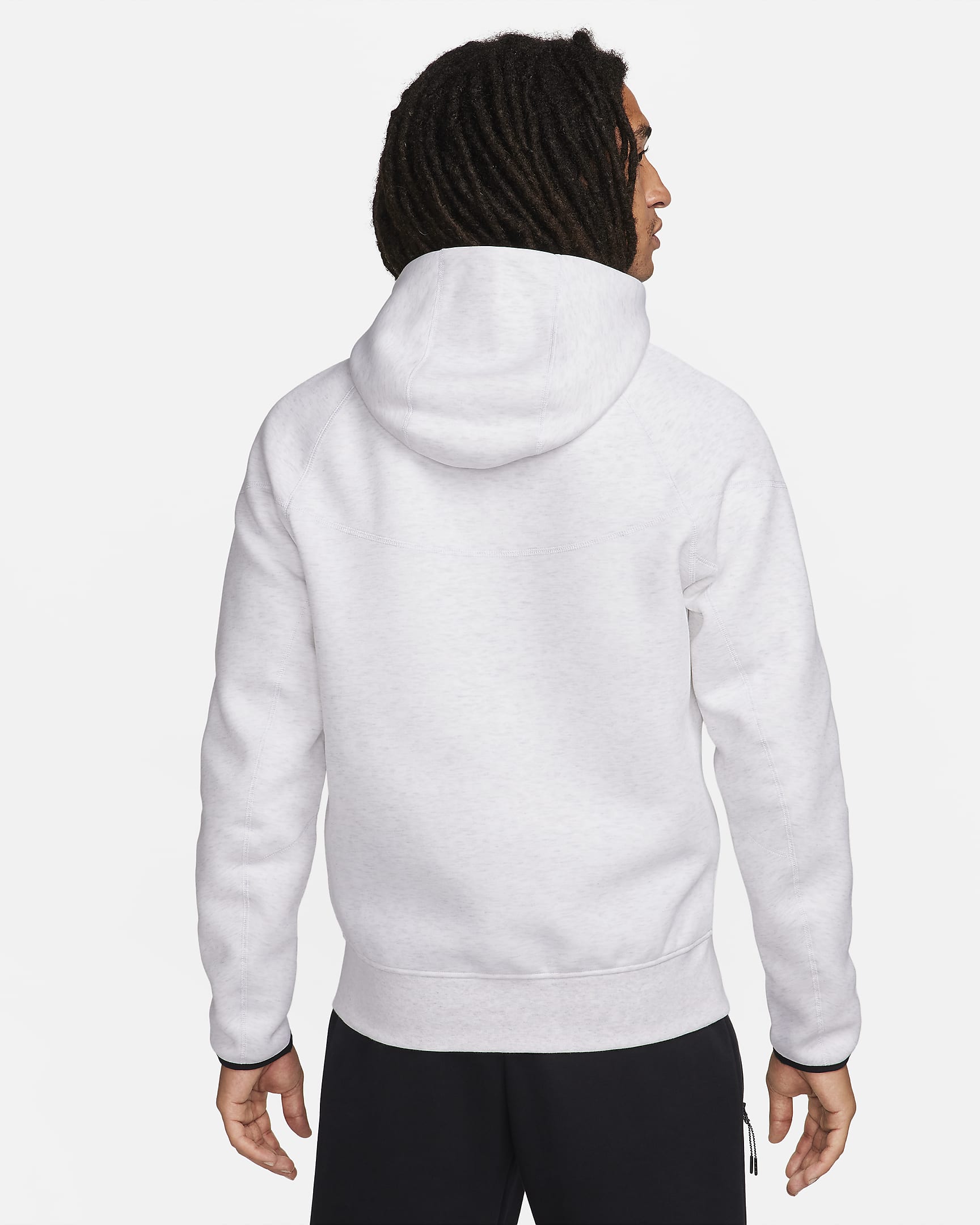 Pánská mikina s kapucí a dlouhým zipem Nike Sportswear Tech Fleece Windrunner - Birch Heather/Černá