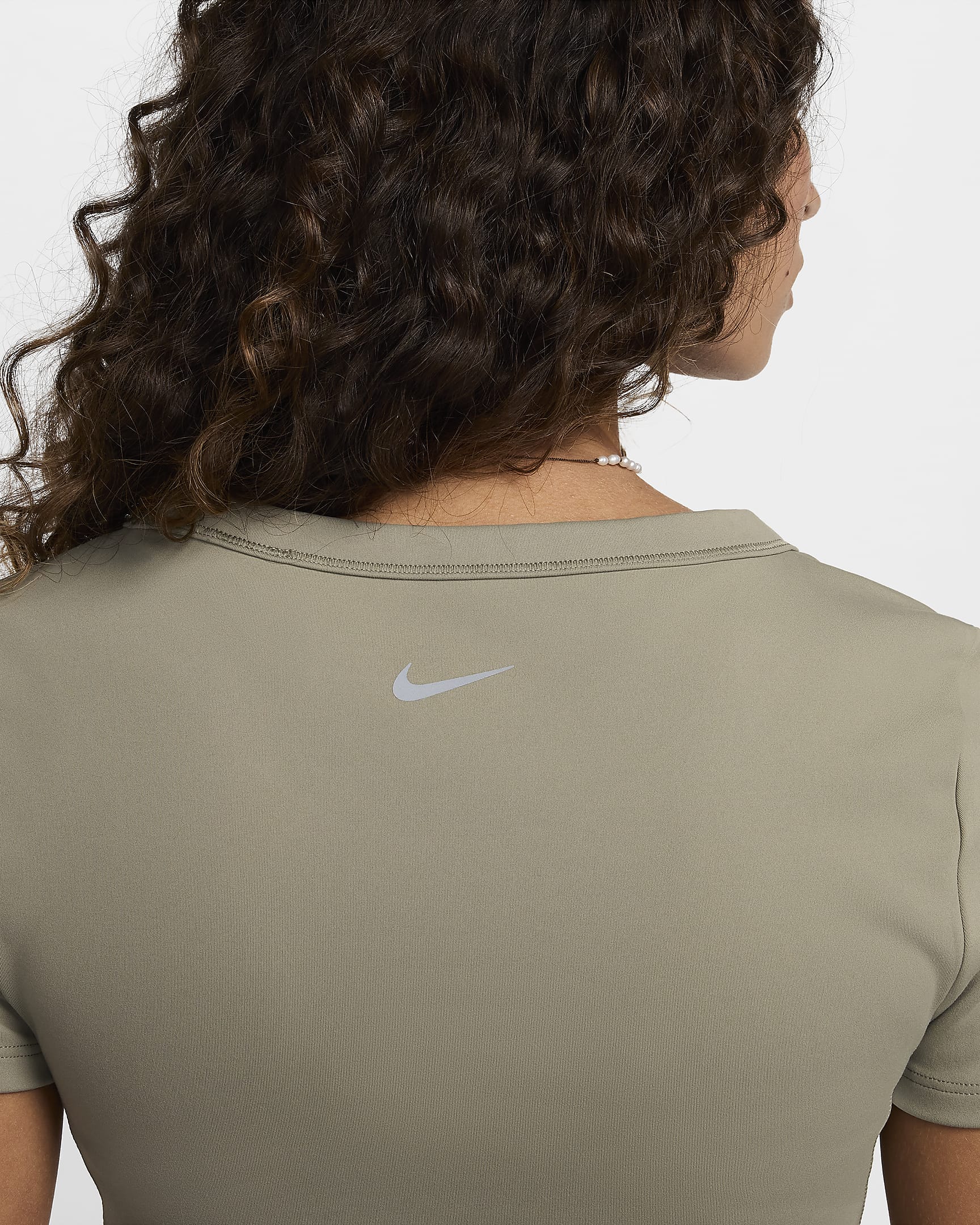 Crop top Dri-FIT à manches courtes Nike One Fitted pour femme - Light Army/Noir