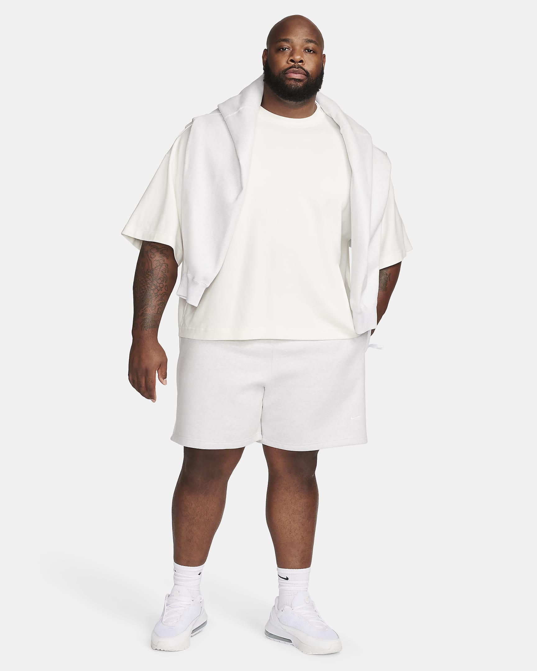 Shorts in fleece Nike Solo Swoosh – Uomo - Birch Heather/Bianco