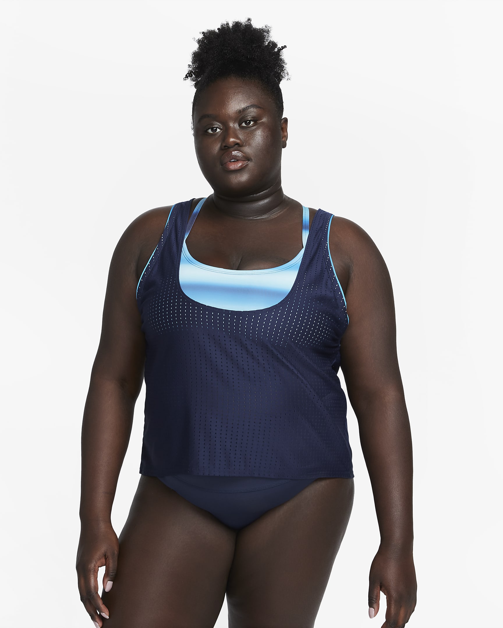 Nike Swim Women's Convertible Layered Tankini Top (Plus Size) - Midnight Navy