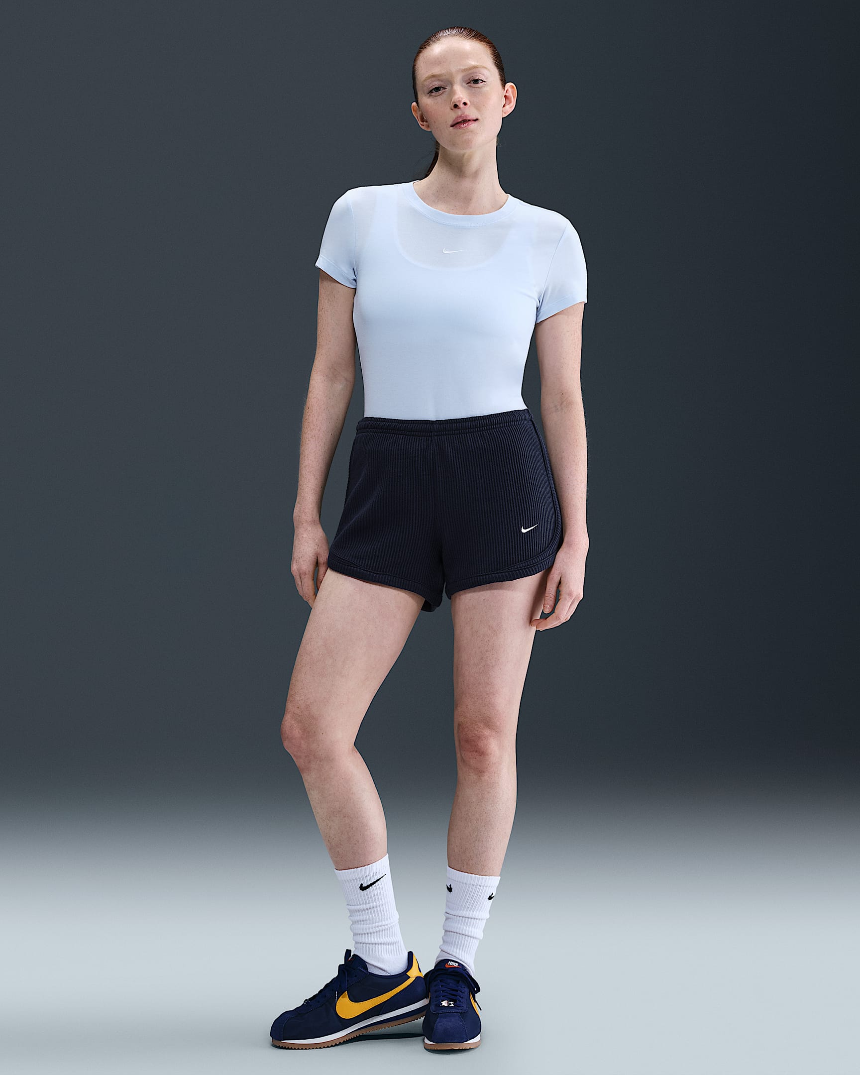 Nike Sportswear Chill Waffle Women's Mid-Rise 8cm (approx.) Shorts - Midnight Navy/Sail