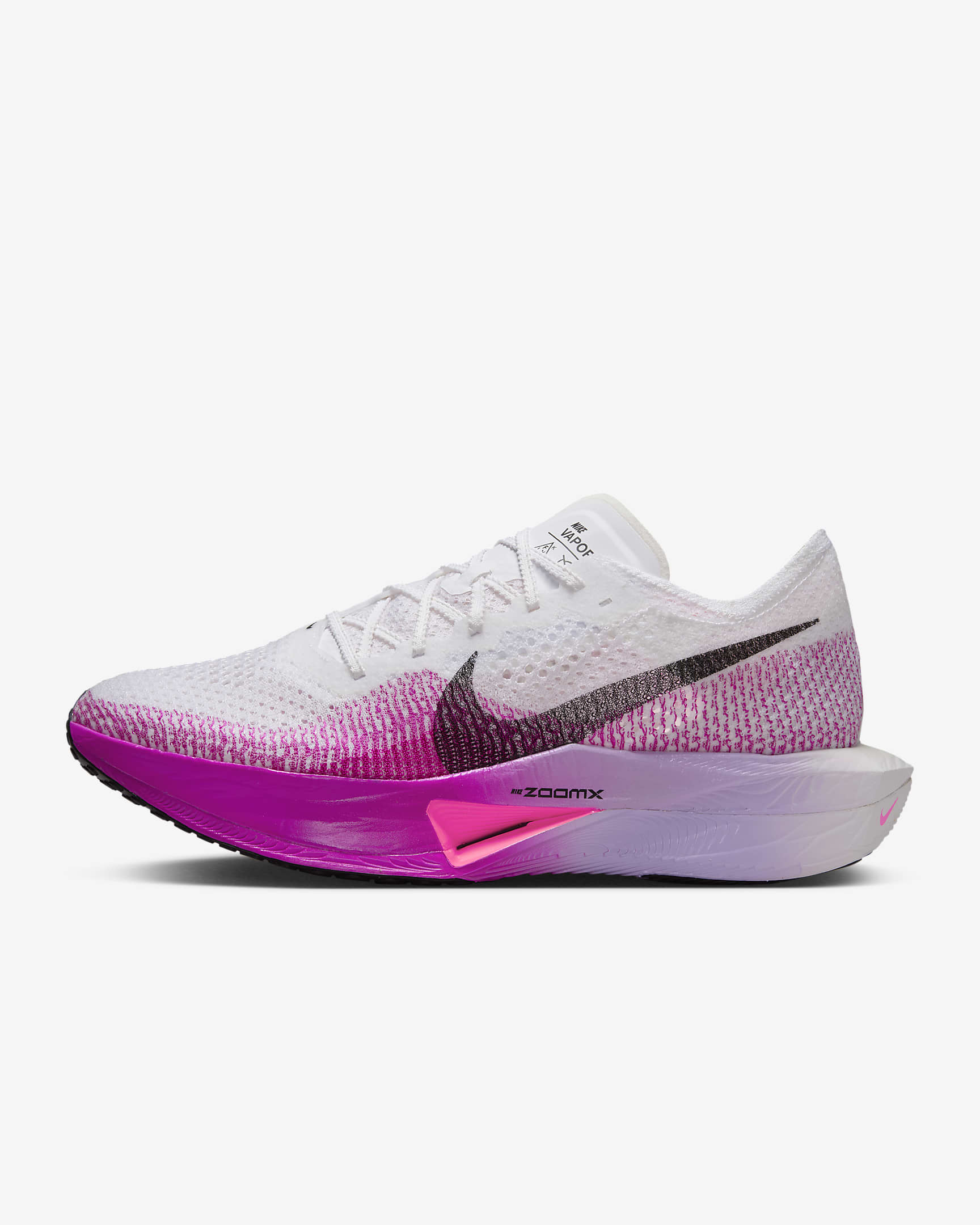 Nike Vaporfly 3-konkurrenceløbesko til vej til mænd - hvid/Vivid Purple/Purple Agate/sort