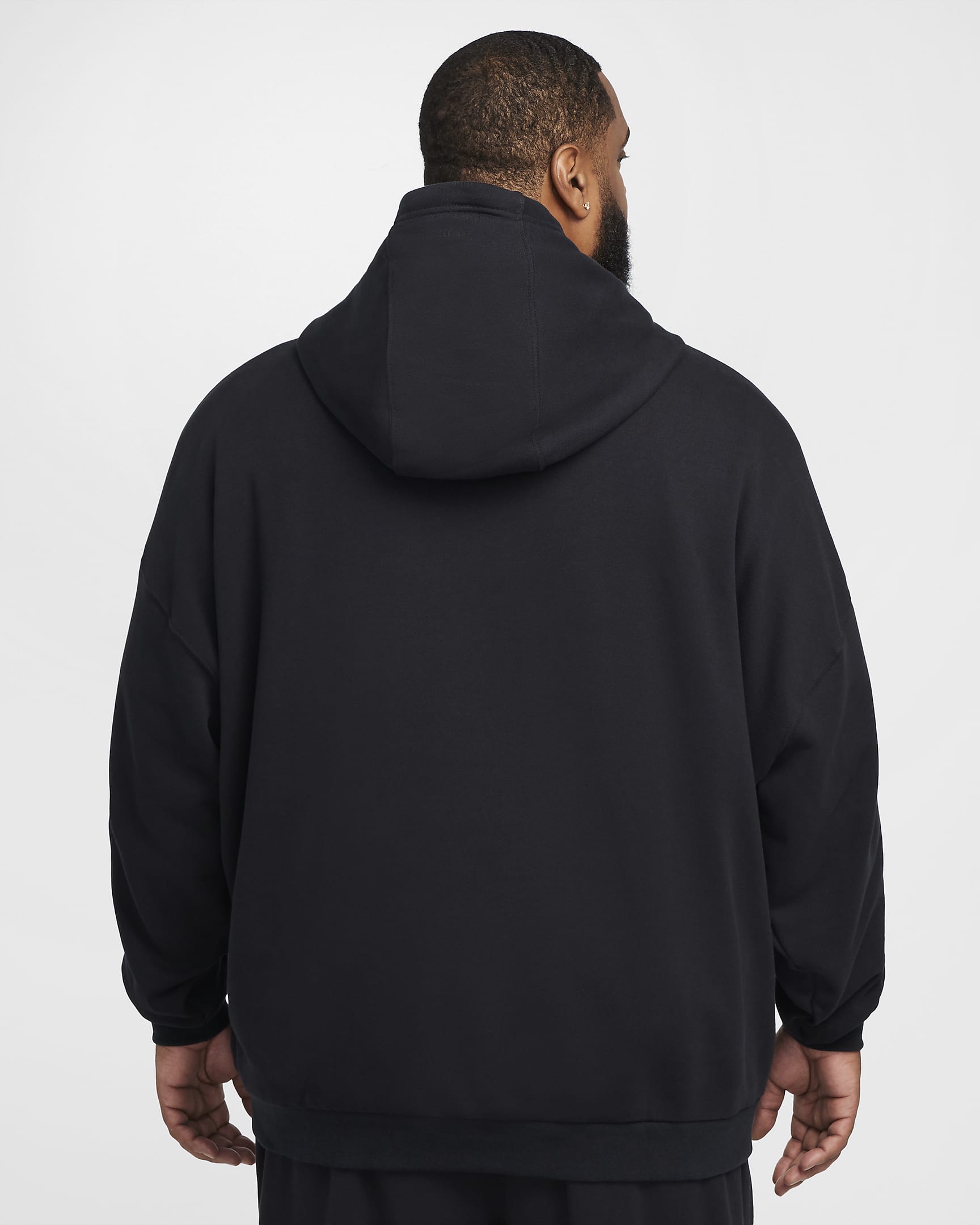 Nike Club Fleece Men's Oversized French Terry Pullover Hoodie - Black/Black/White